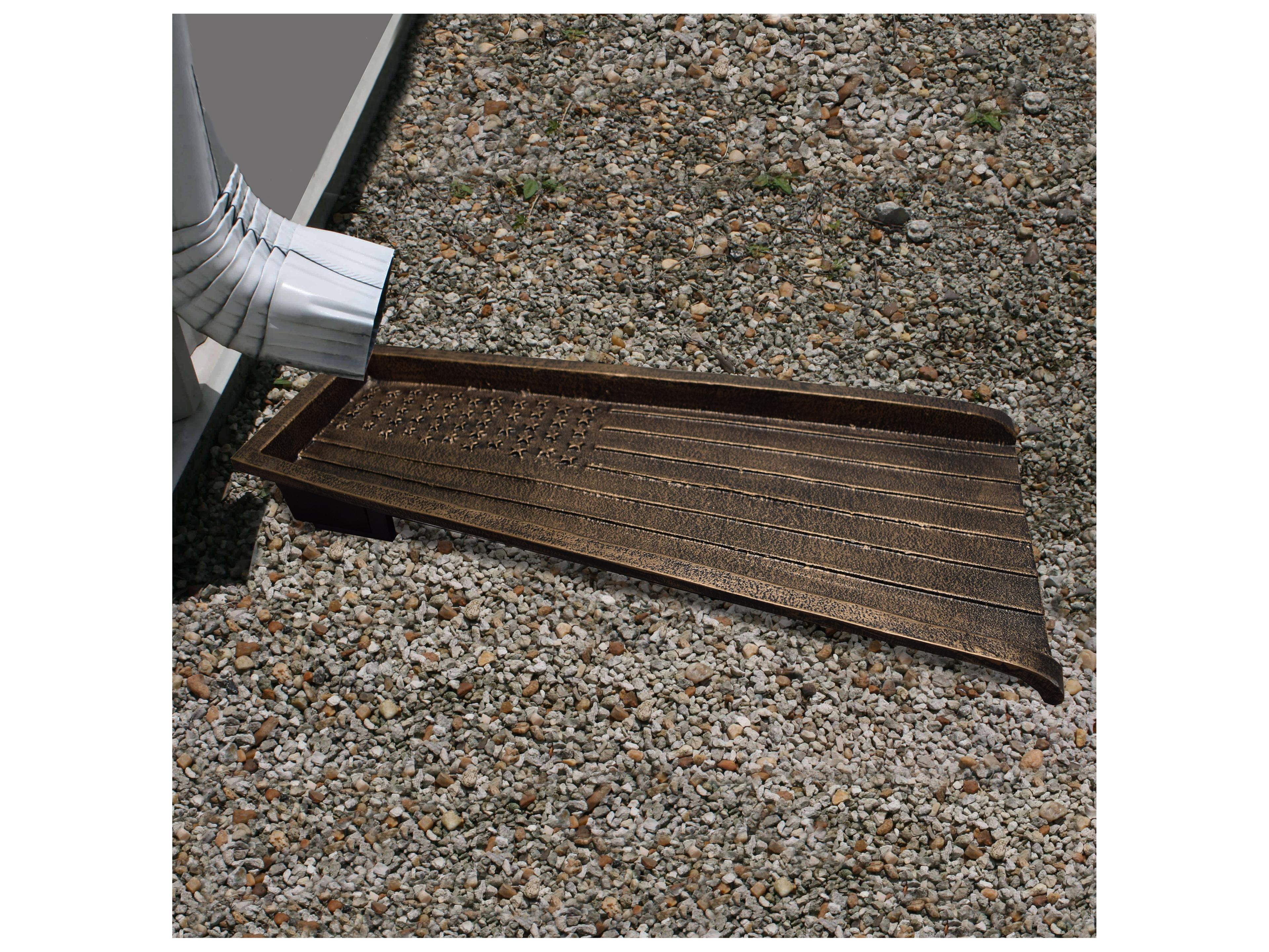 Oakland Living Bronze USA Patriotic Flag Cast Aluminum Downspout Gutter 24'' Splash Block