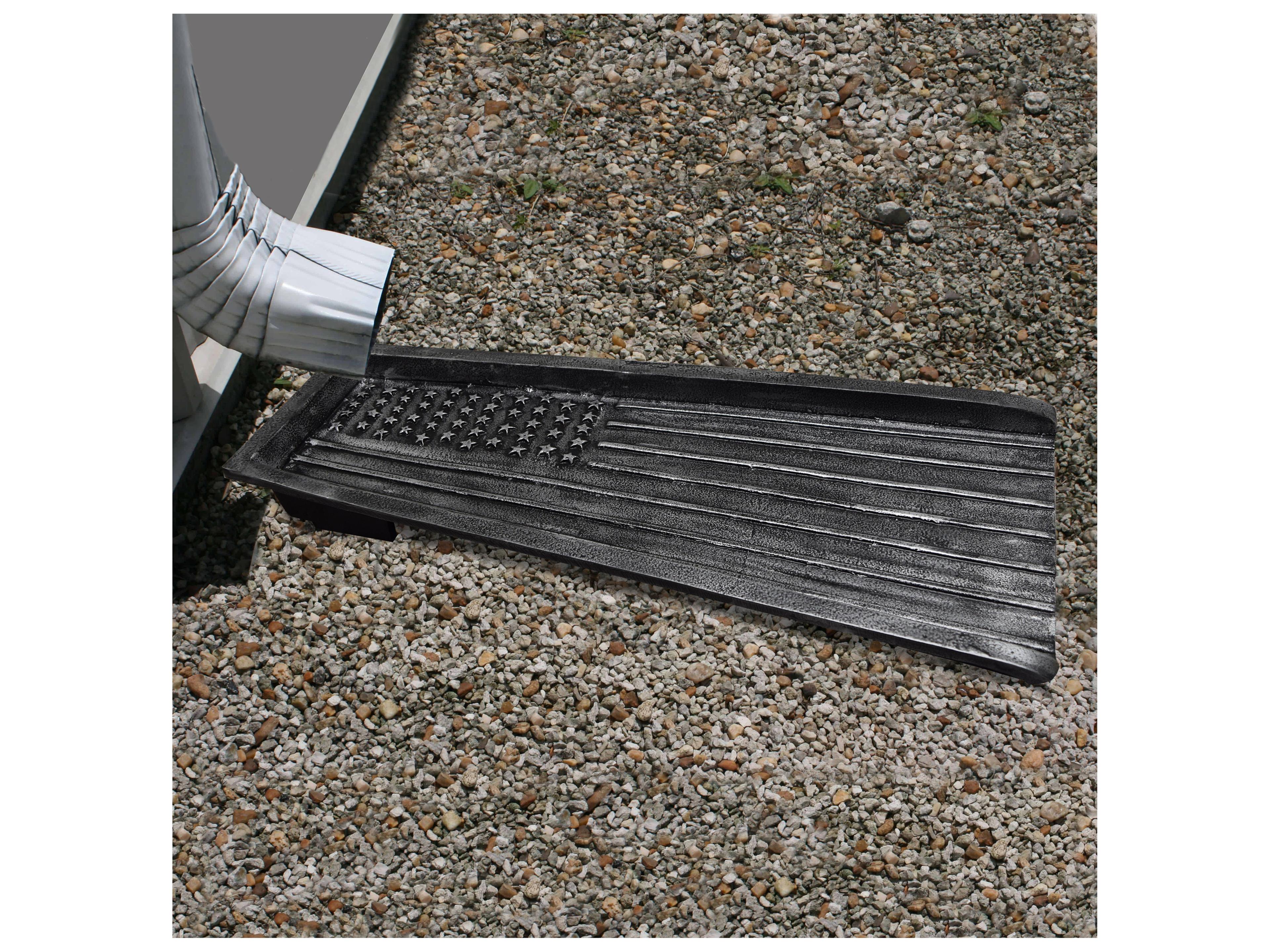Oakland Living Silver USA Patriotic Flag Cast Aluminum Downspout Gutter 24'' Splash Block