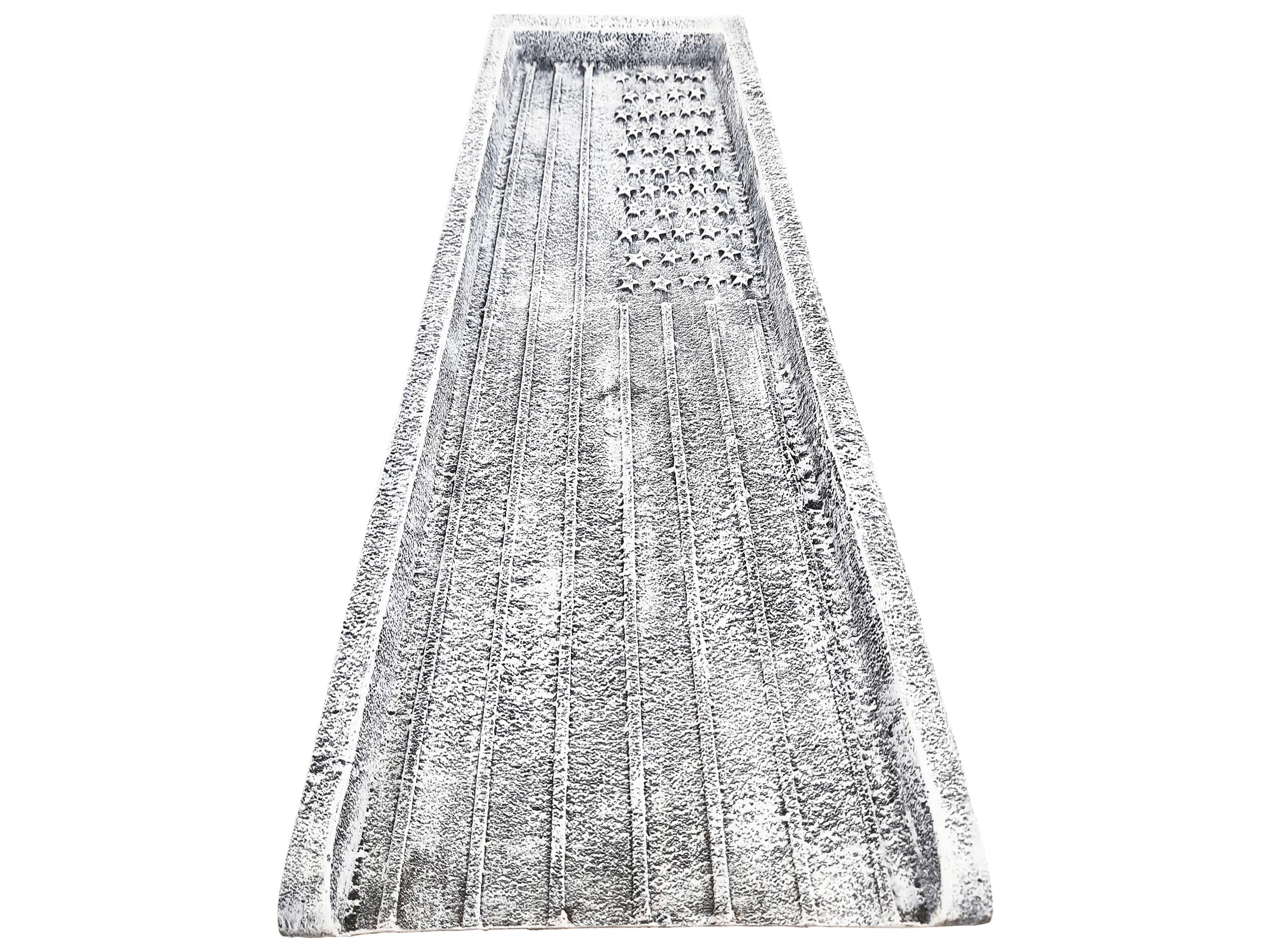 White USA Patriotic Flag Cast Aluminum Downspout Gutter 24'' Splash Block