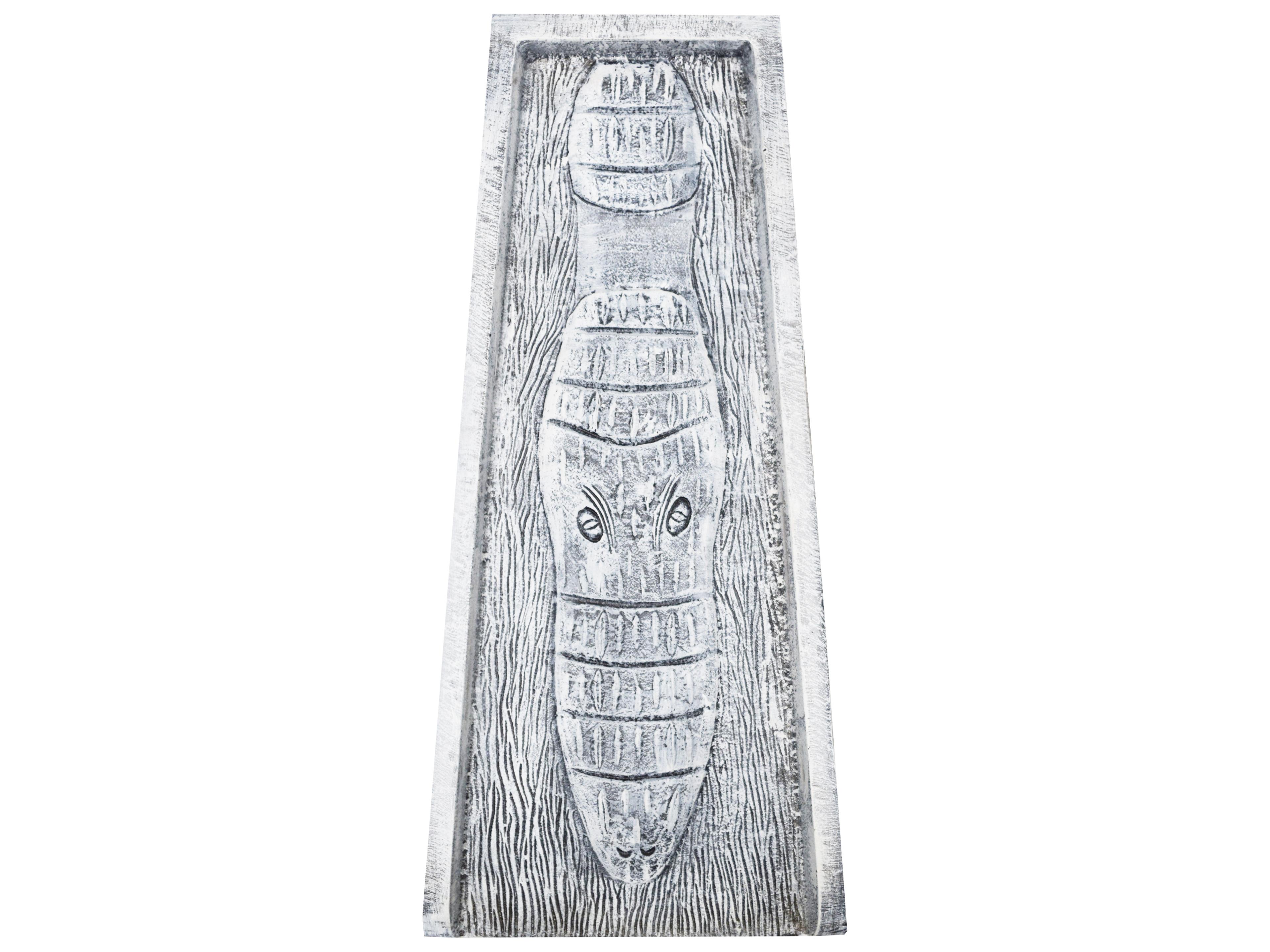 White Alligator Crocodile Cast Aluminum Downspout Gutter 24'' Splash Block