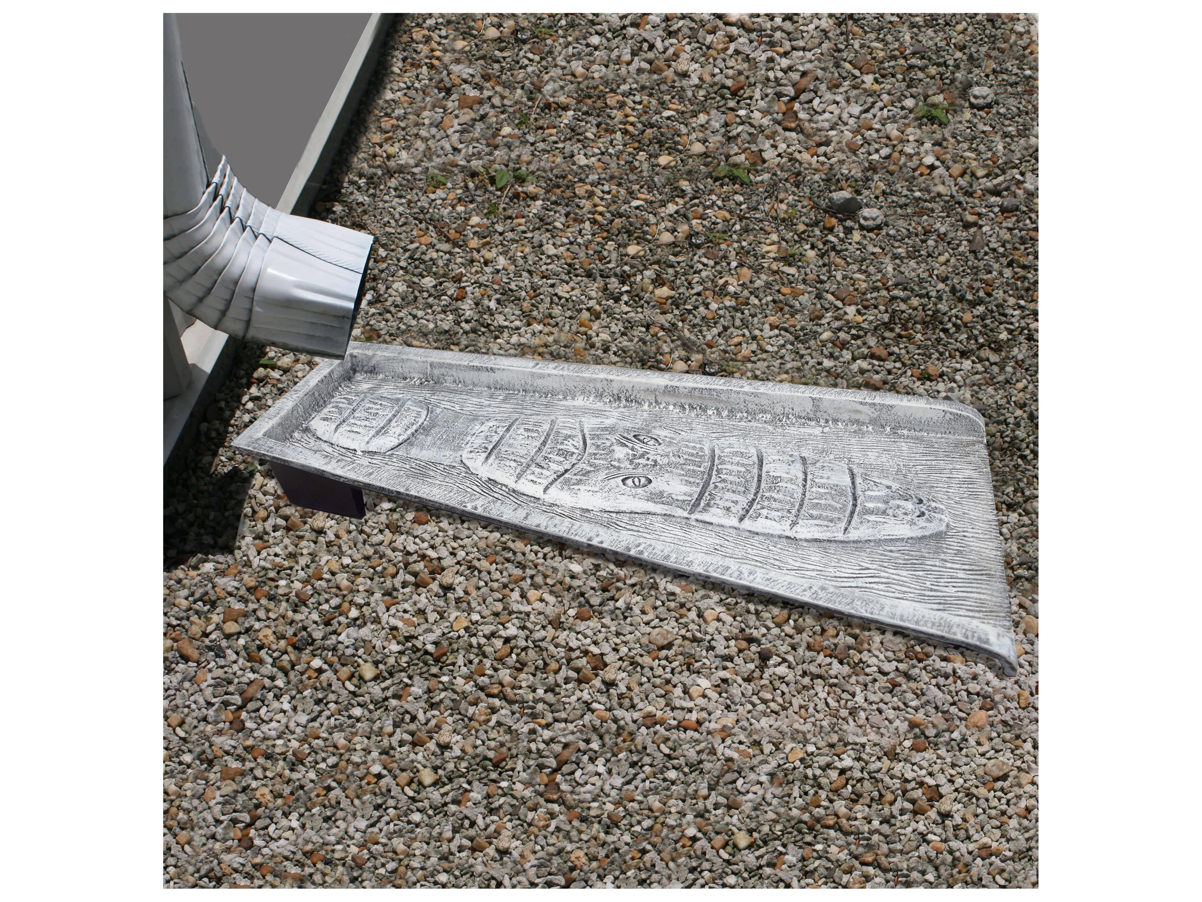 Oakland Living White Alligator Crocodile Cast Aluminum Downspout Gutter 24'' Splash Block