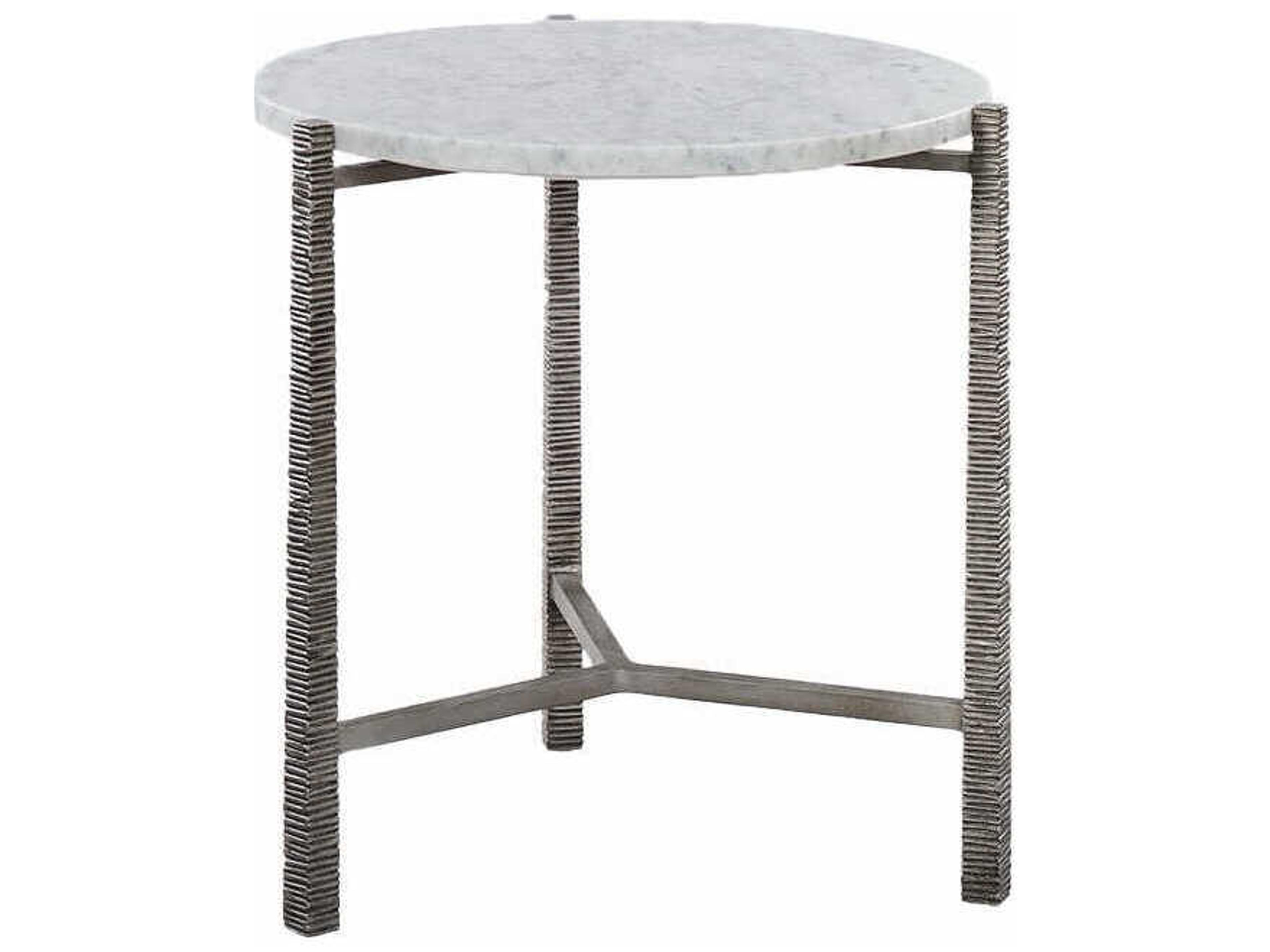 Cara Round Marble Silver End Table