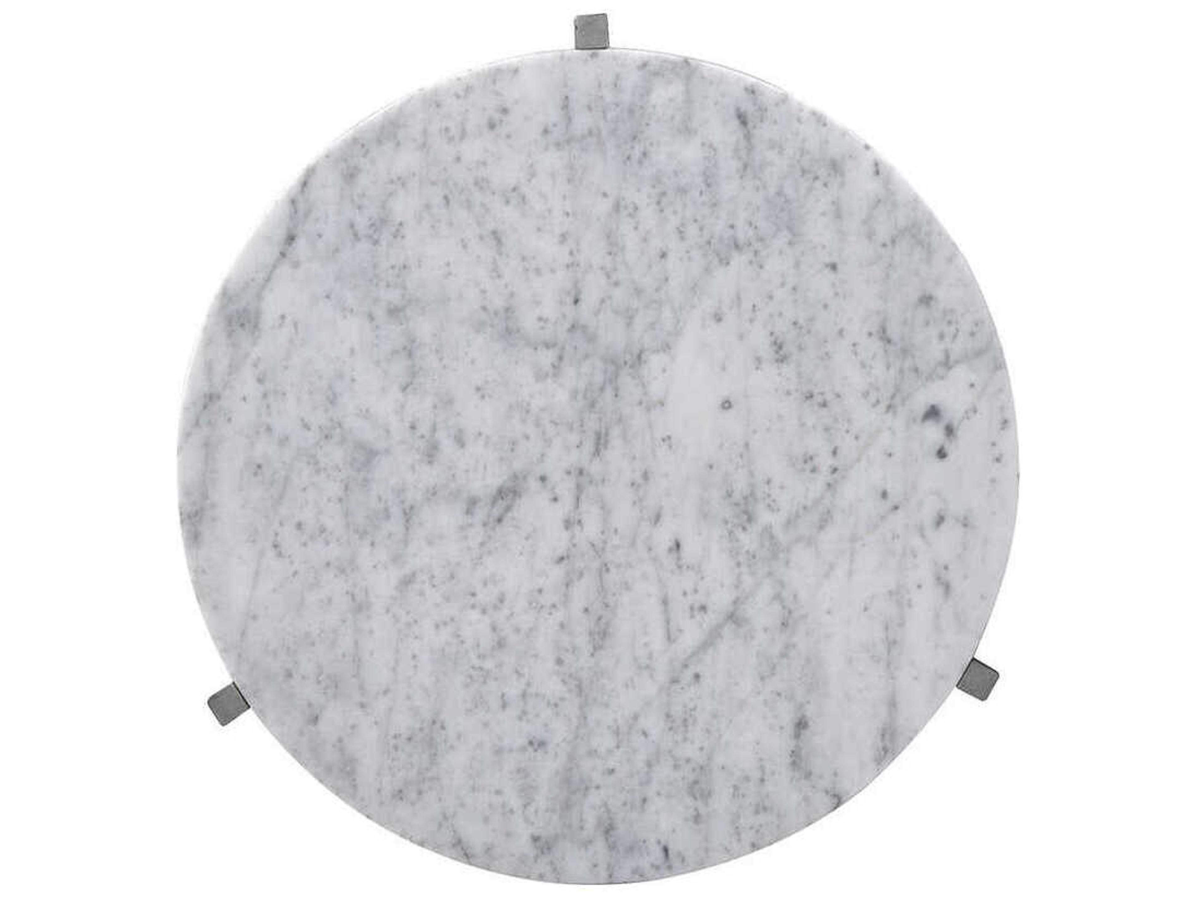 Oliver Home Cara Round Marble Silver End Table