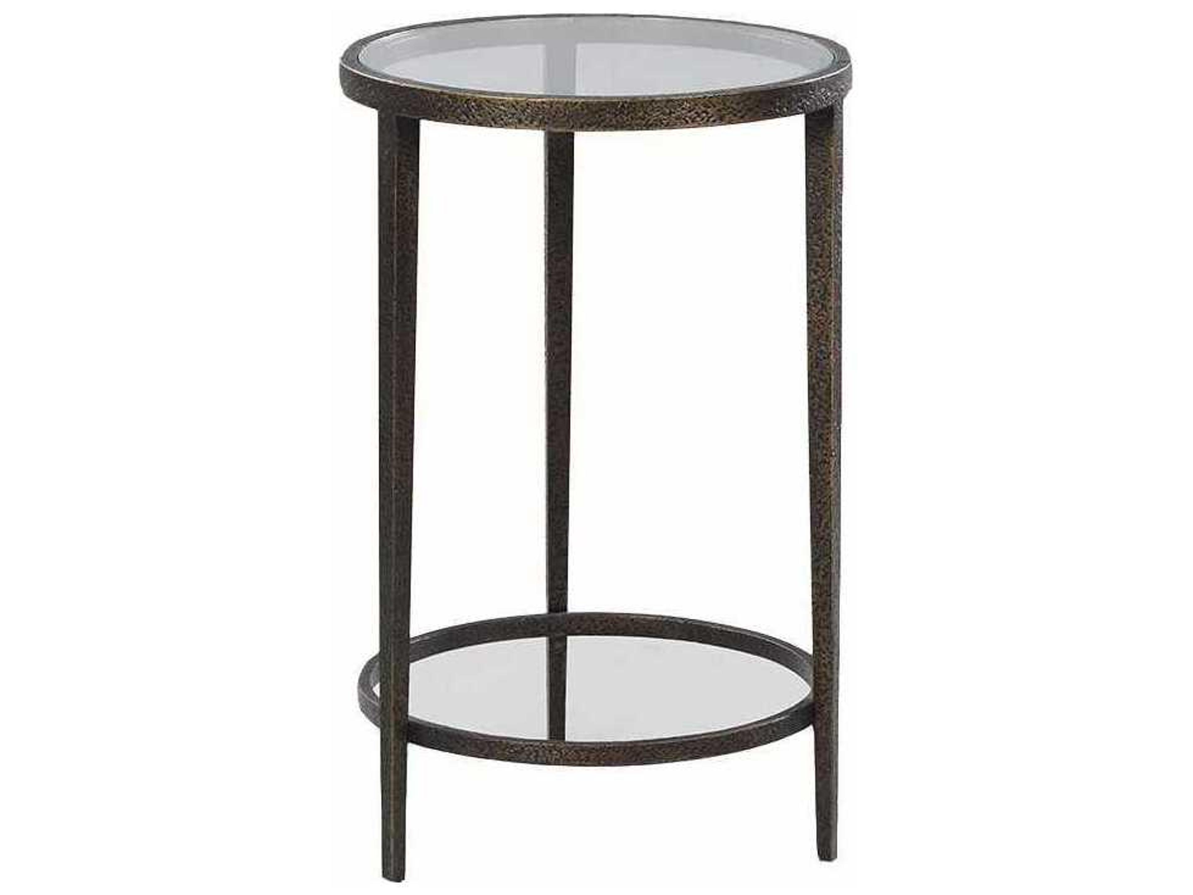 Worth Round Glass Aged Bronze End Table