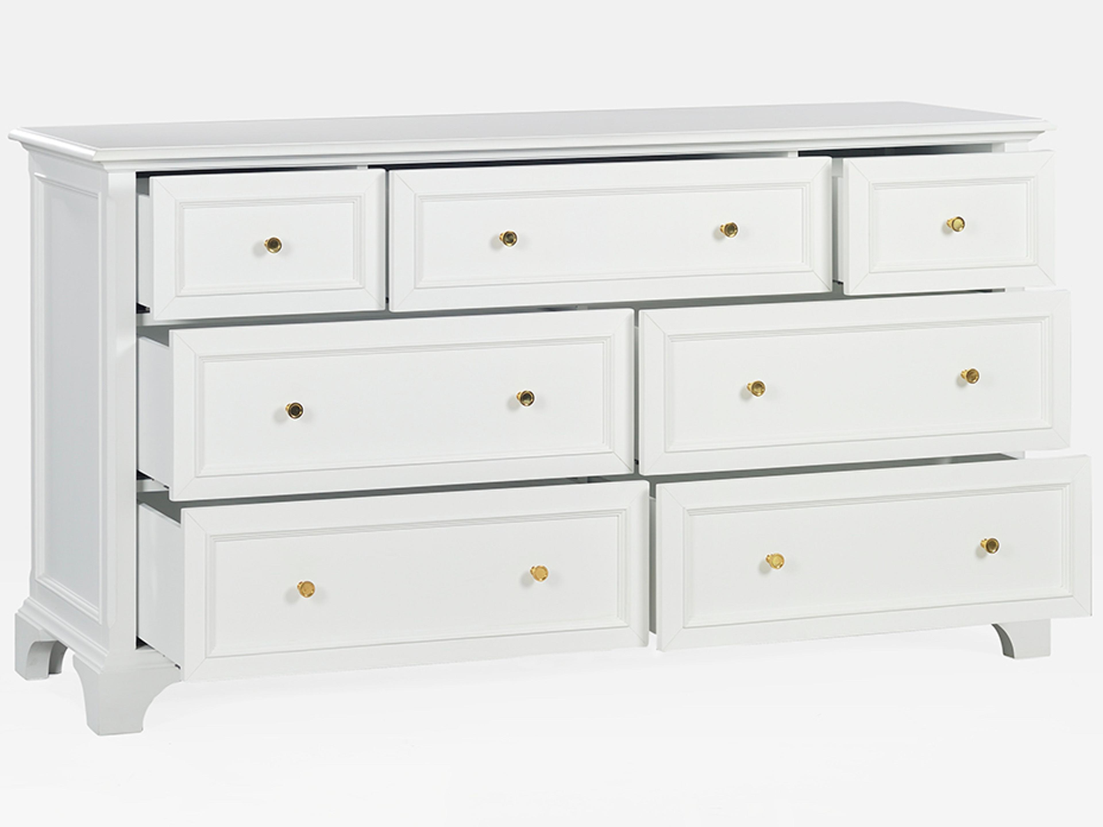 Oliver Home Lakewood 6-Drawers White Acacia Wood Double Dresser