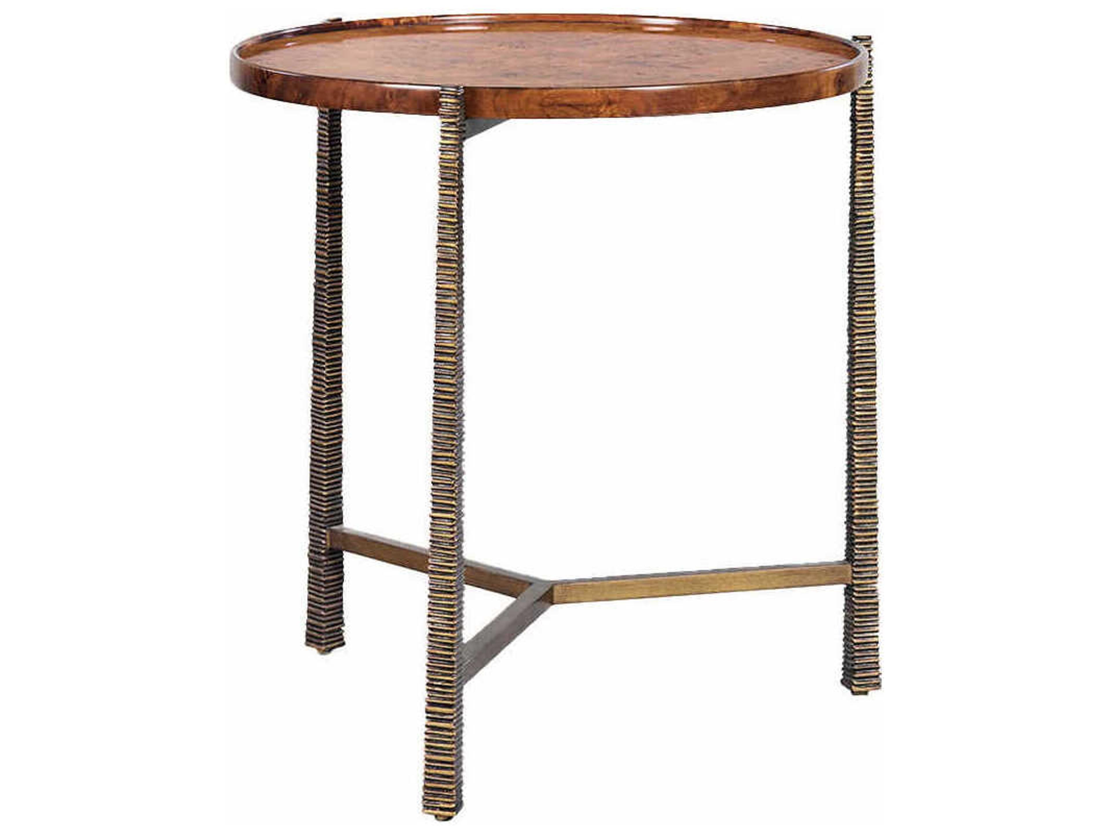 Reston Round Wood Burnished Bronze End Table