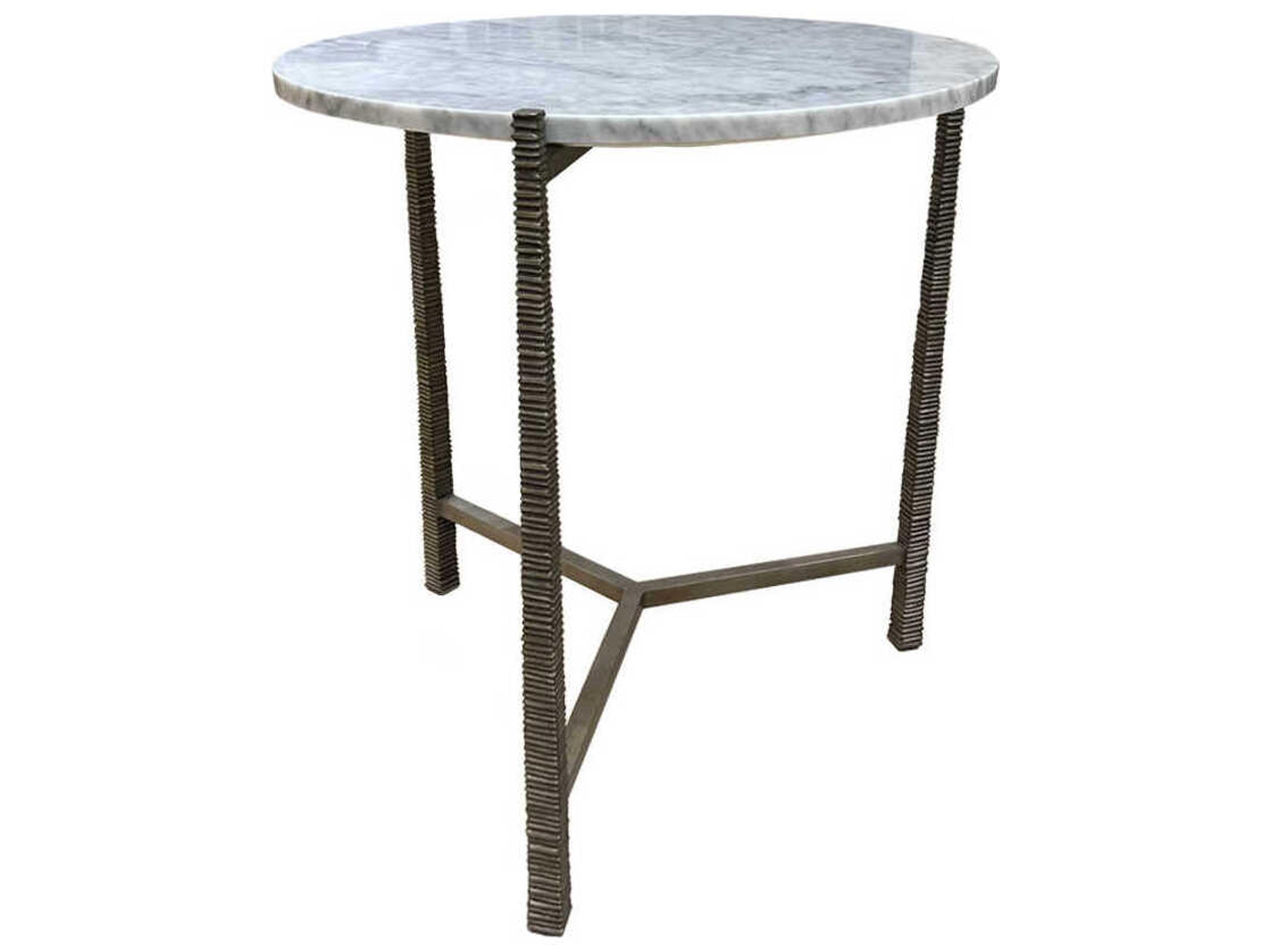 Cara Round Marble Silver End Table