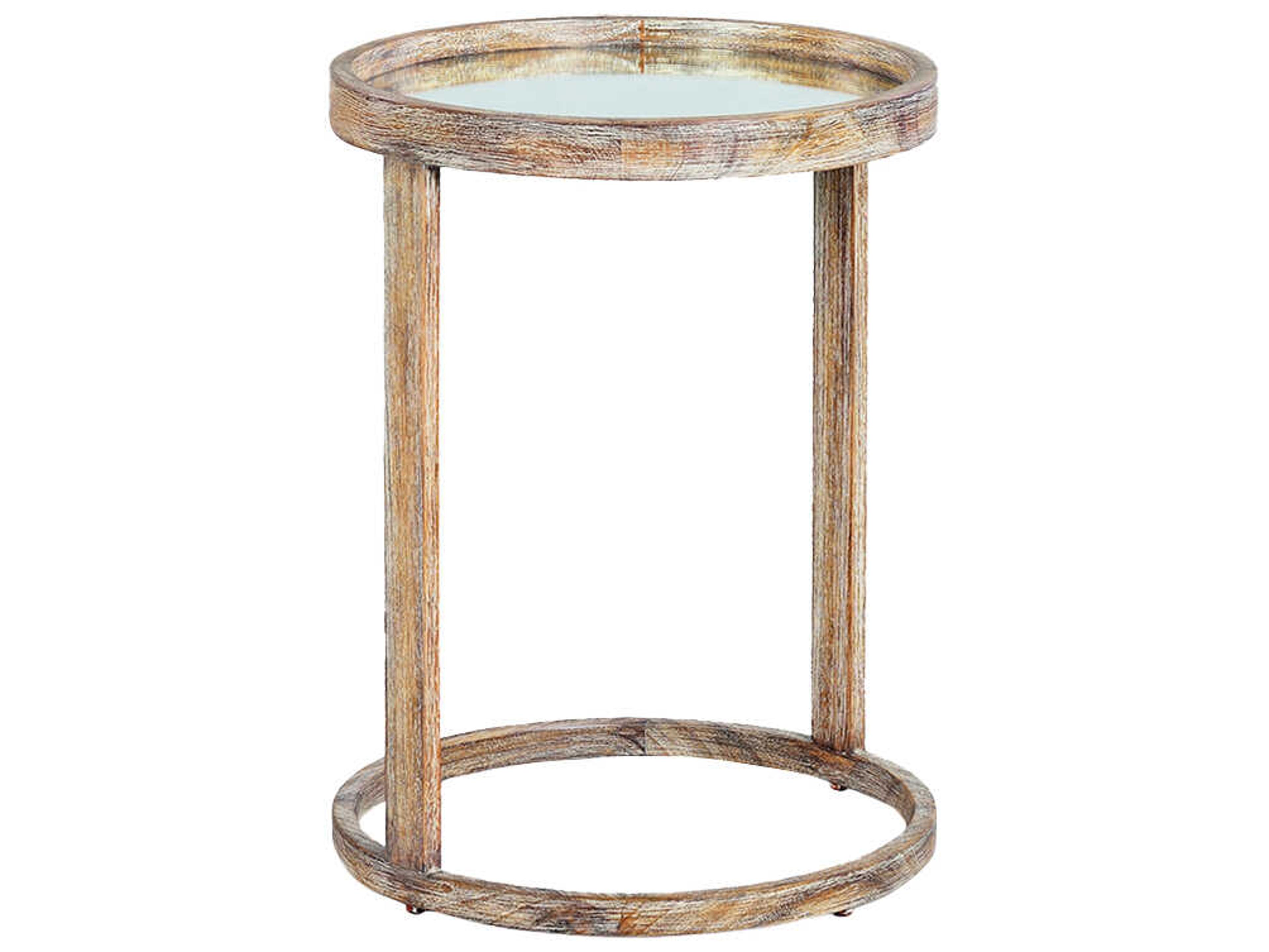 Oliver Home Cyrus Round Wood Weathered End Table