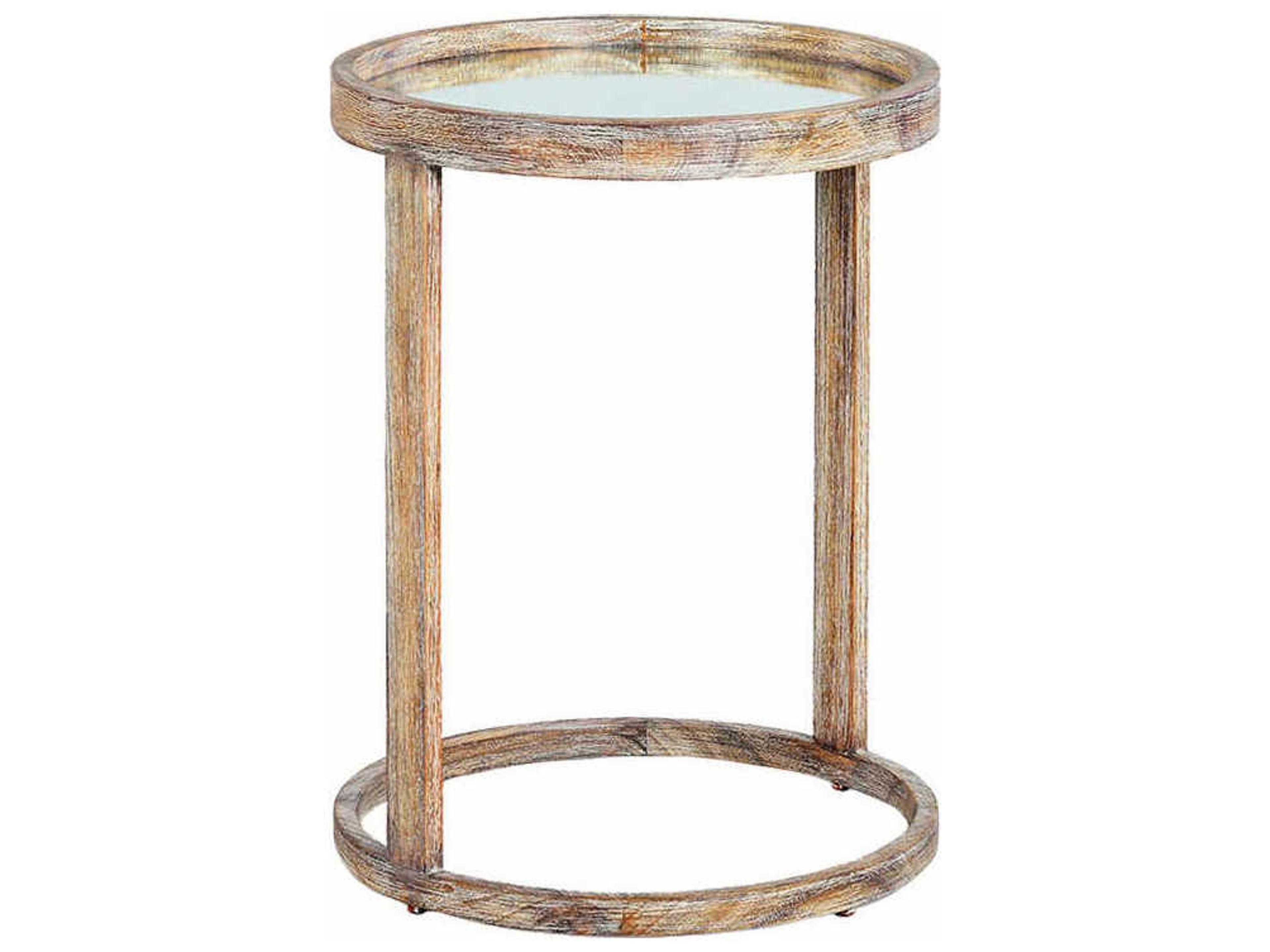 Oliver Home Cyrus Round Wood Weathered End Table