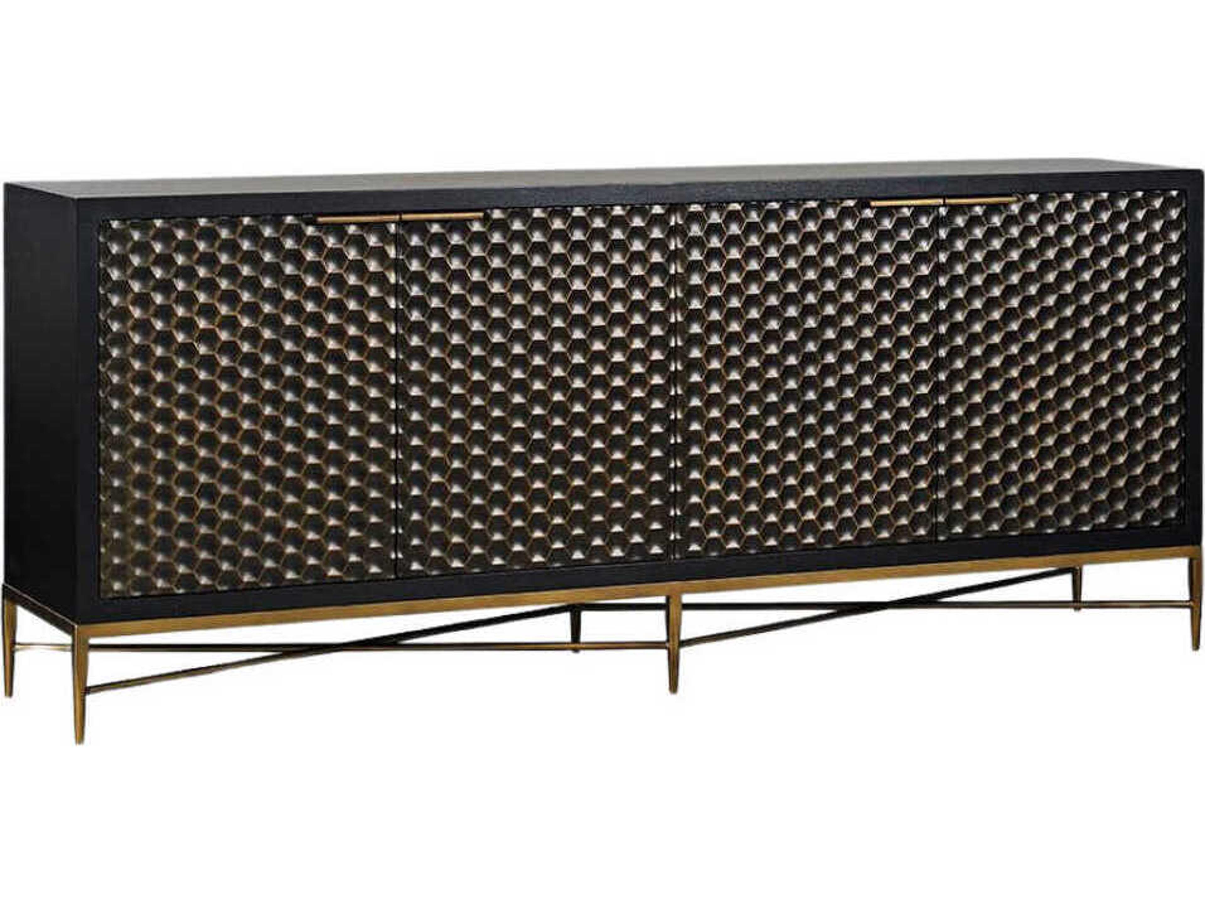 Honeycomb 86" Acacia Wood Noir Sideboard