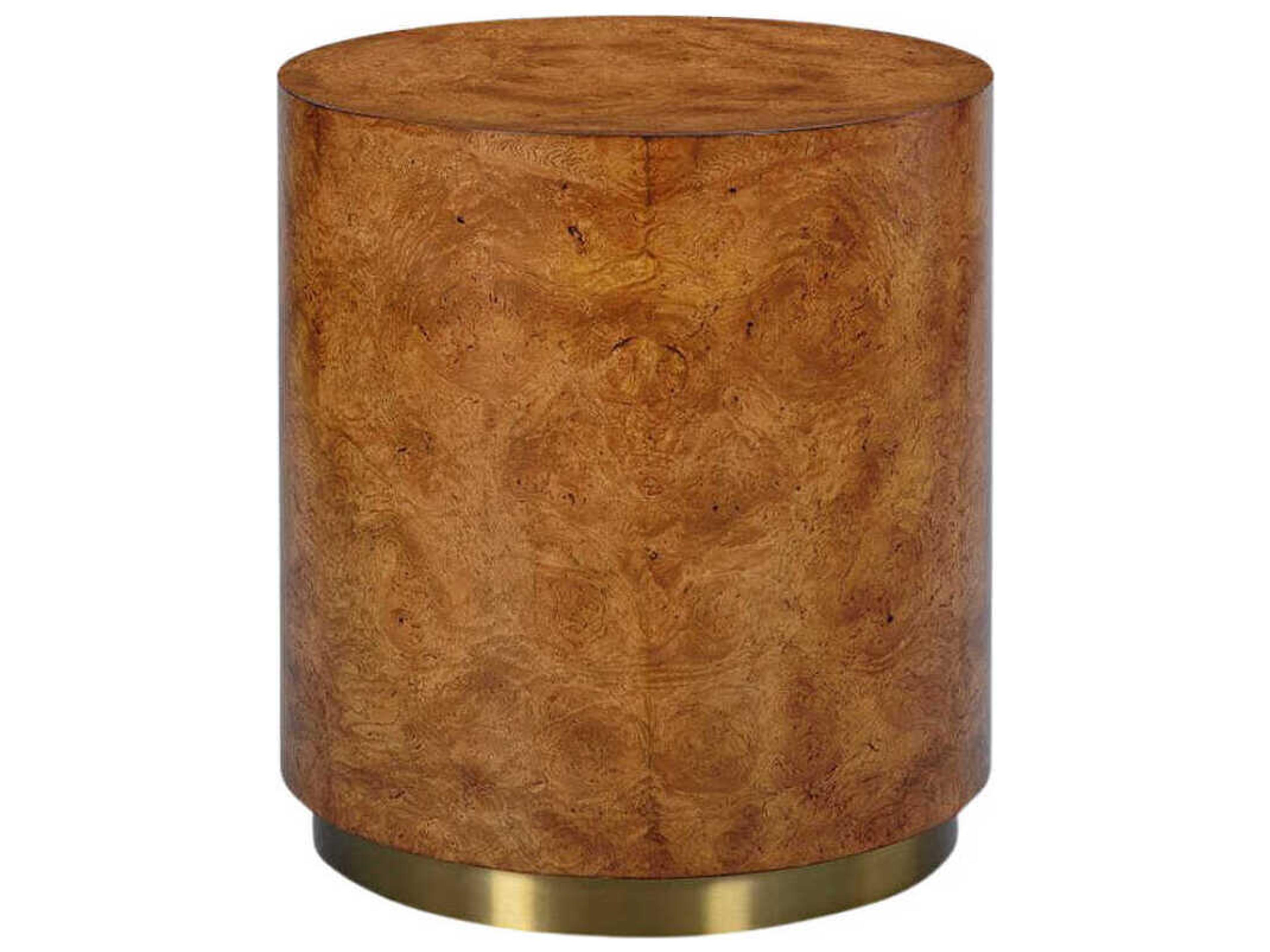 Regis Round Wood Chestnut Burl End Table