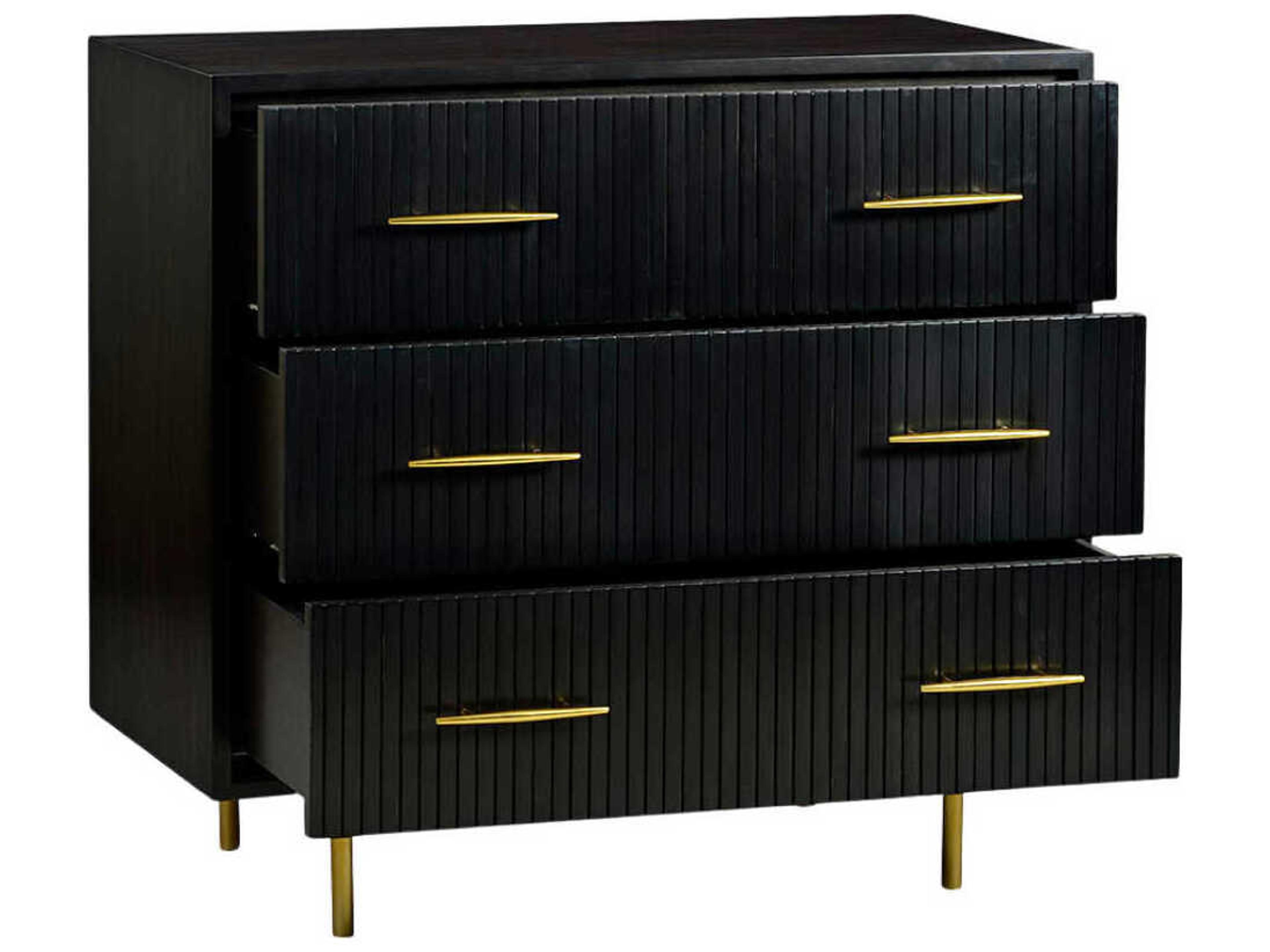 Oliver Home Reed Espresso Black Acacia Wood Accent Chest