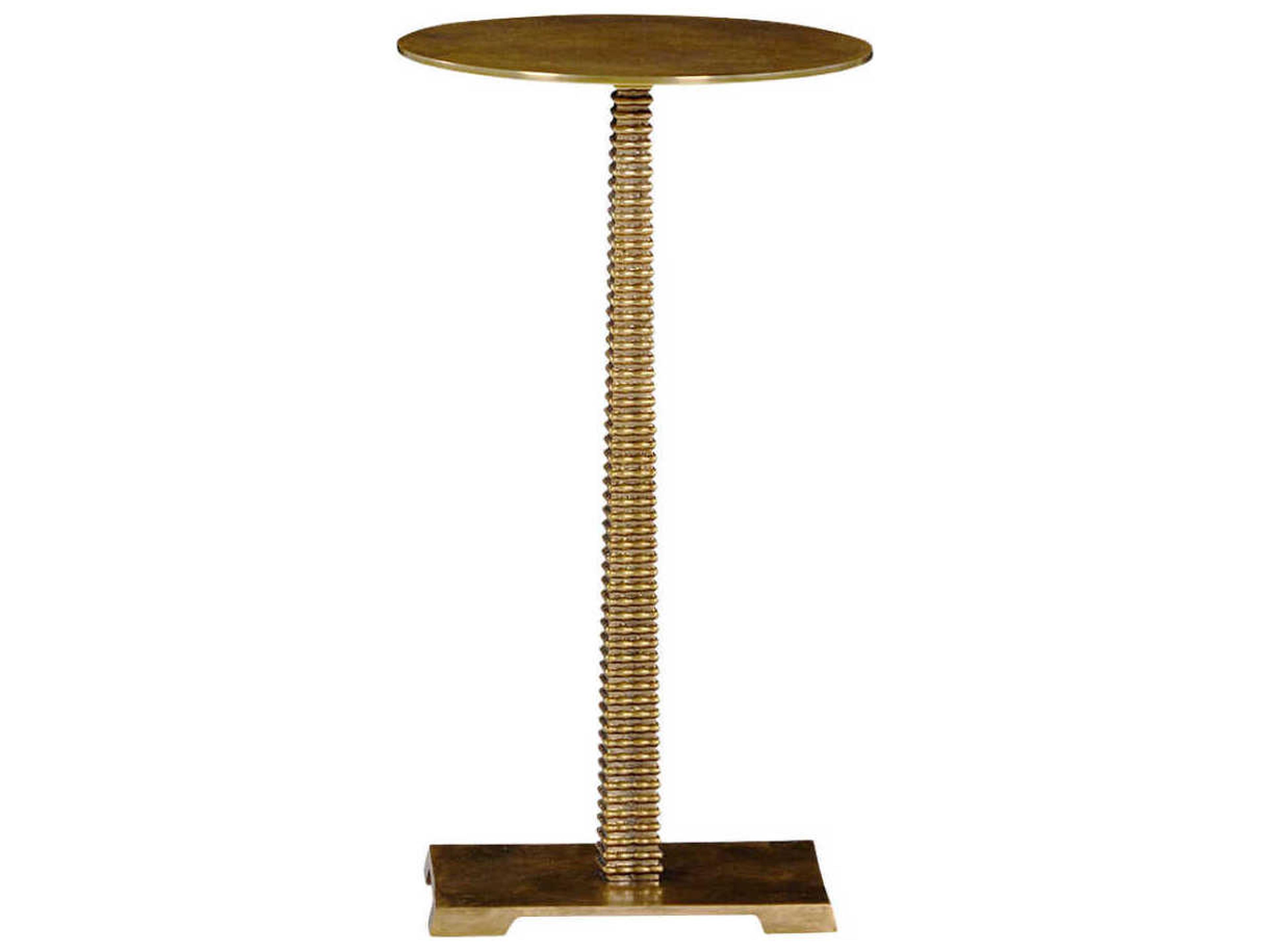 Oliver Home Cliff Round Metal Burnished Brass End Table