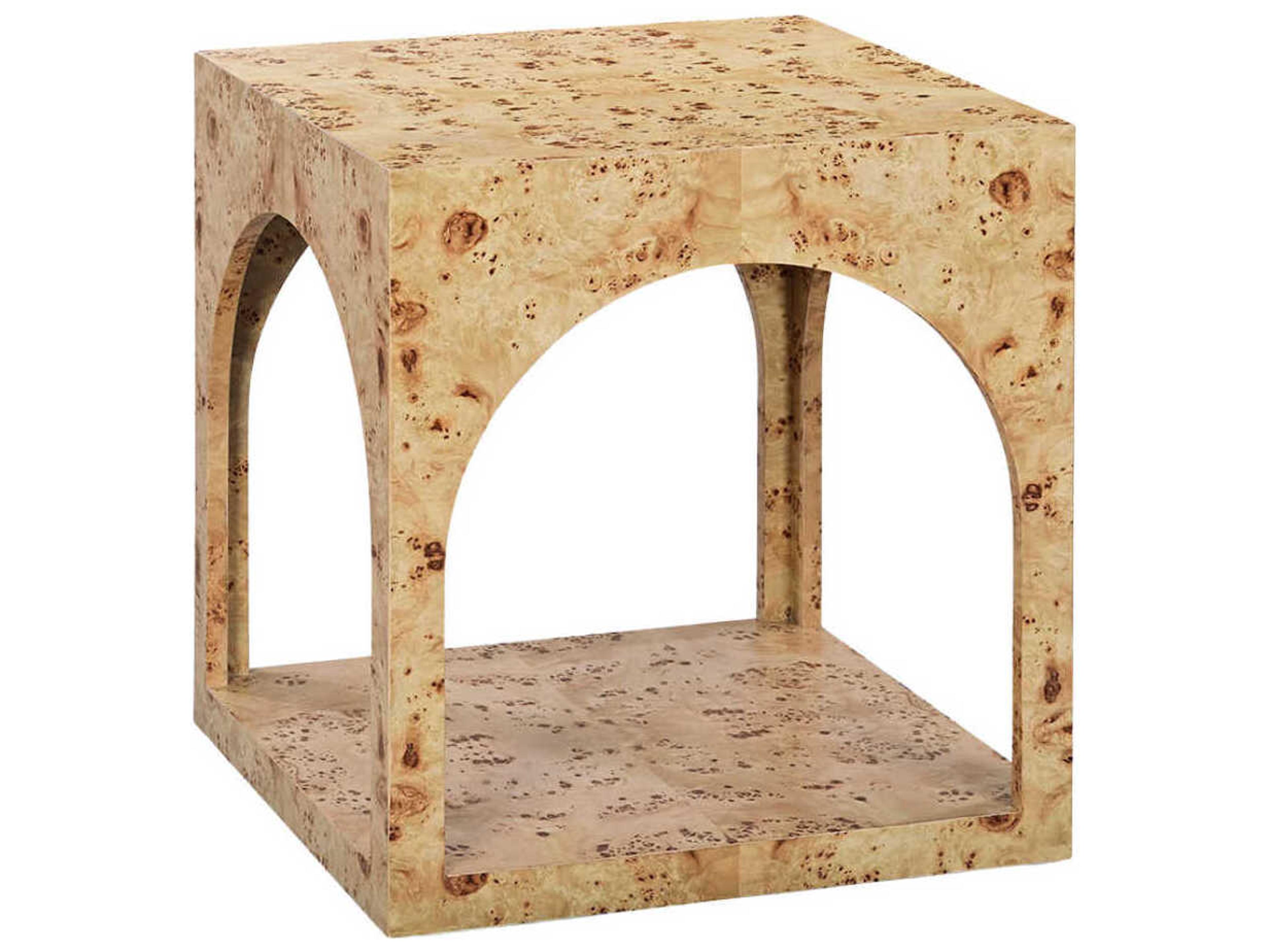 Oliver Home Arch Square Wood Natural Burl End Table