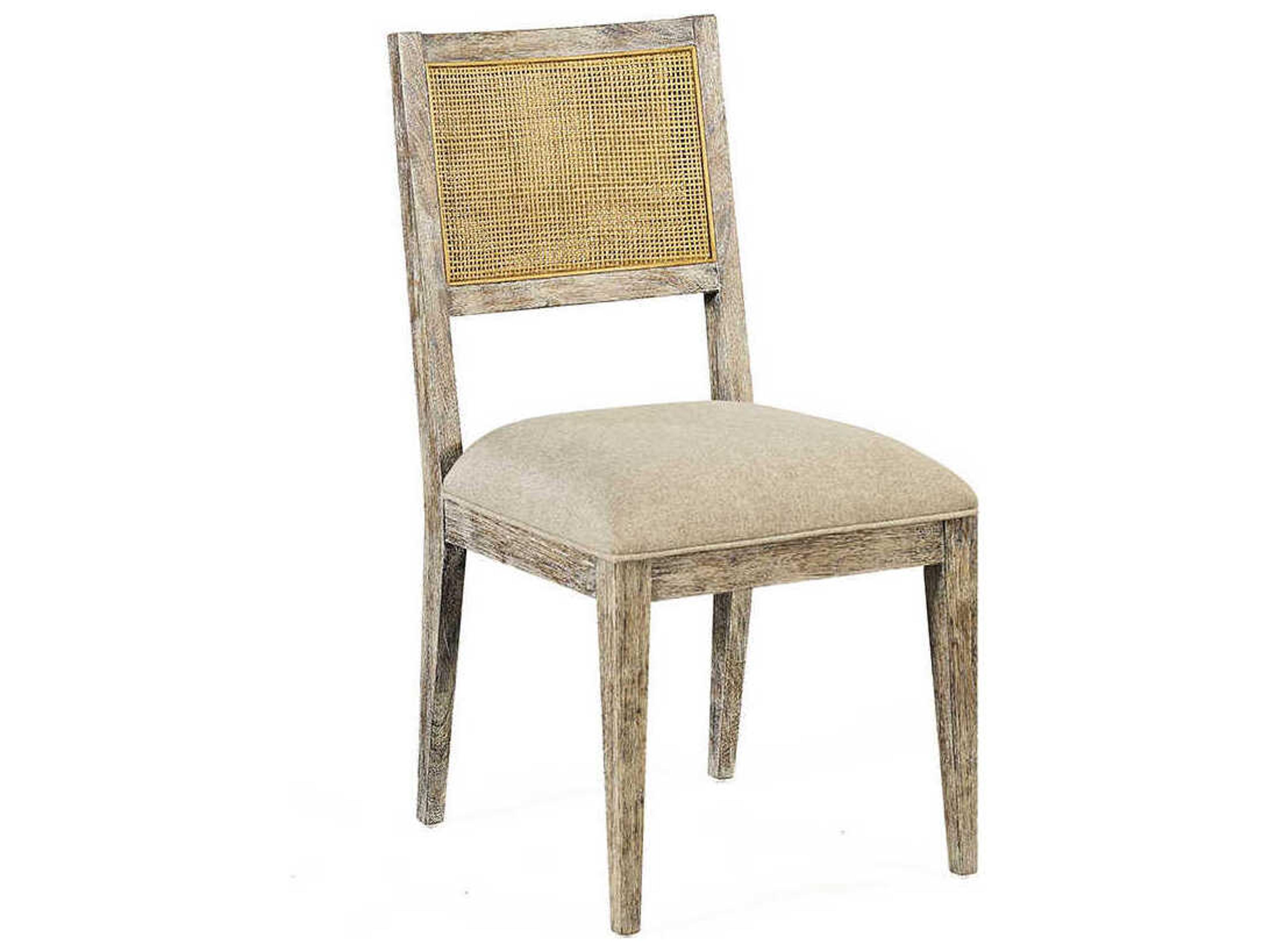 Caine-II Oak Wood Beige Upholstered Armless Dining Chair