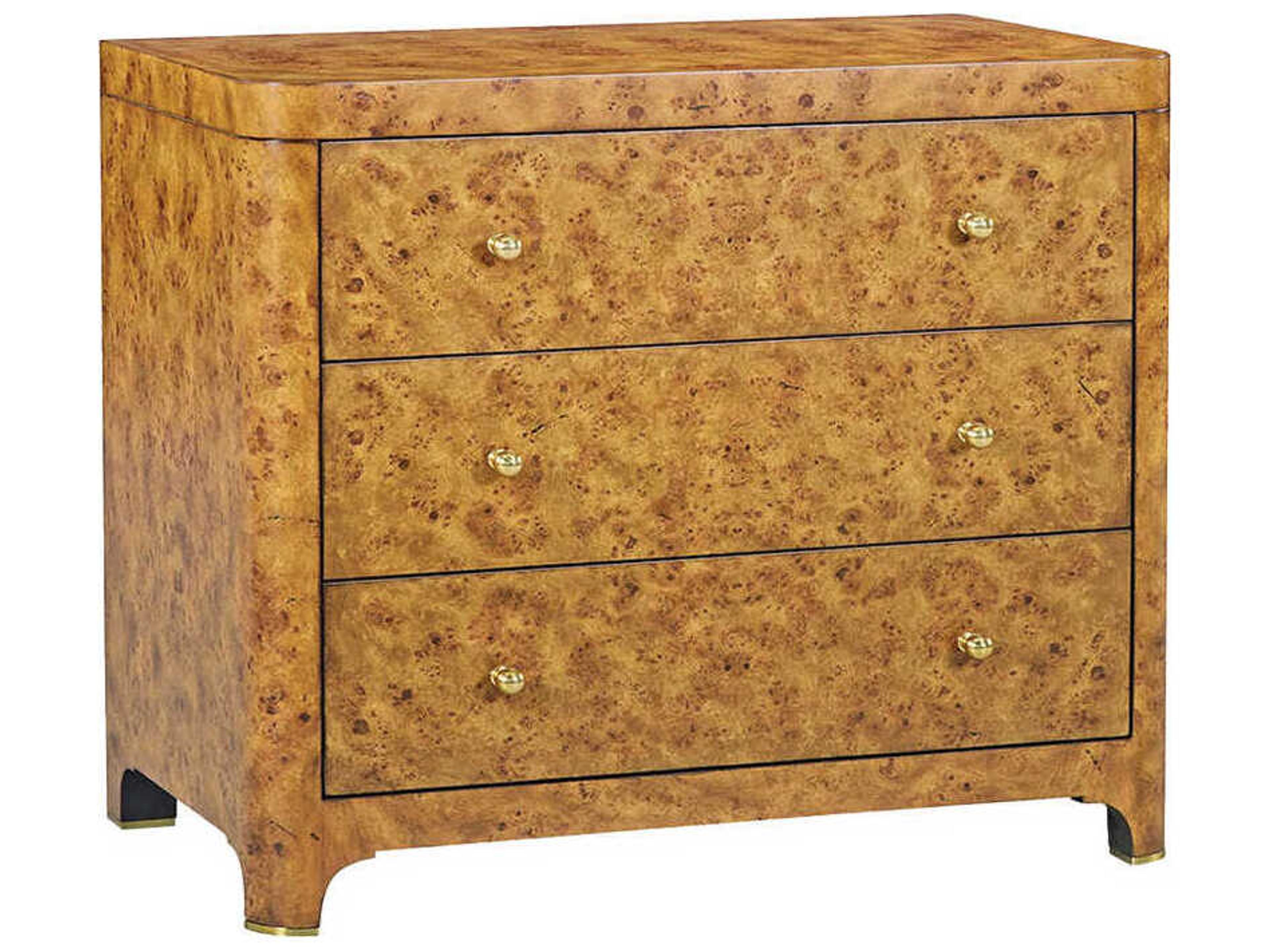 Roland 3-Drawers Brown Burlwood Nightstand