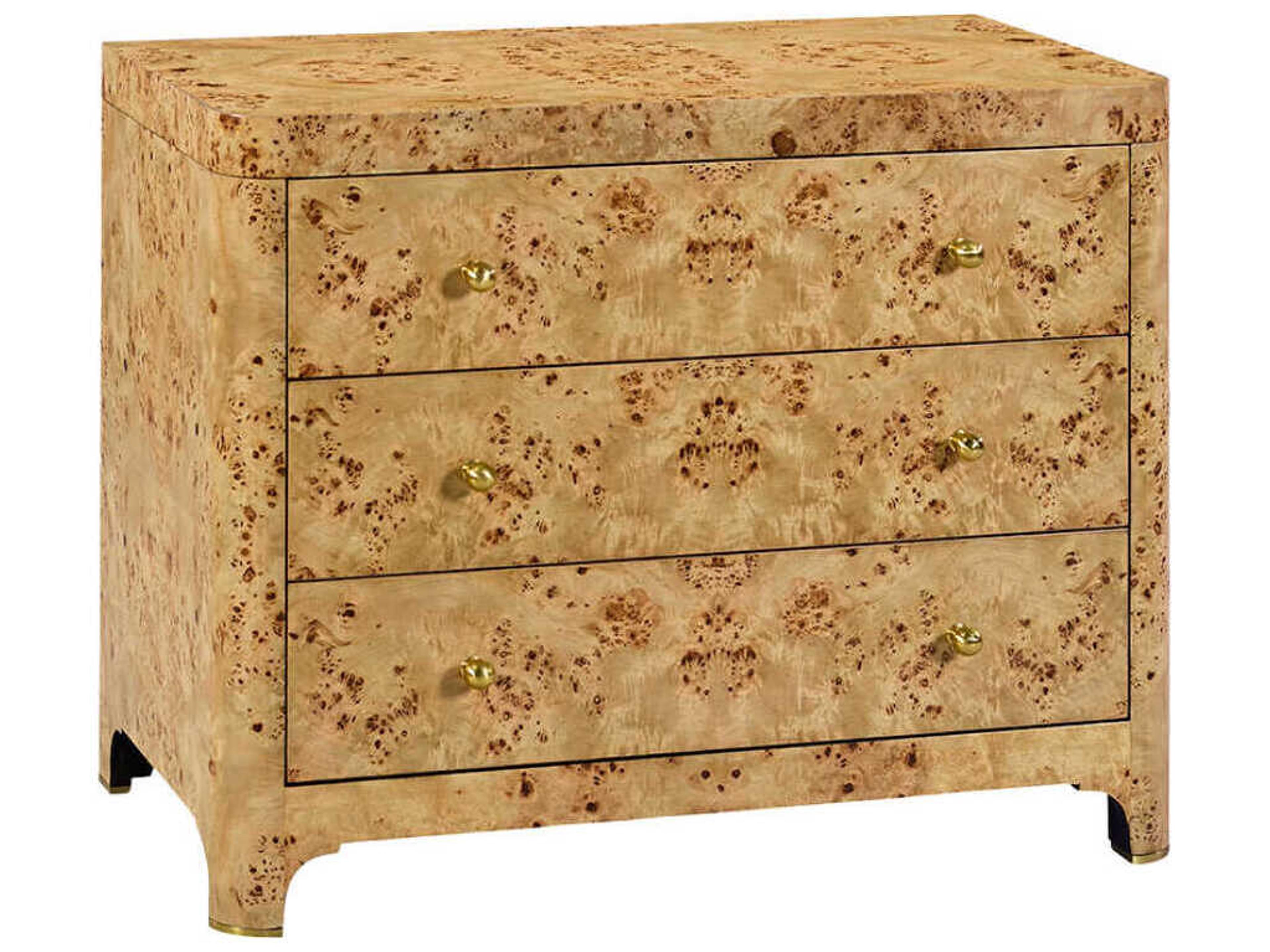 Roland 3-Drawers Burlwood Nightstand