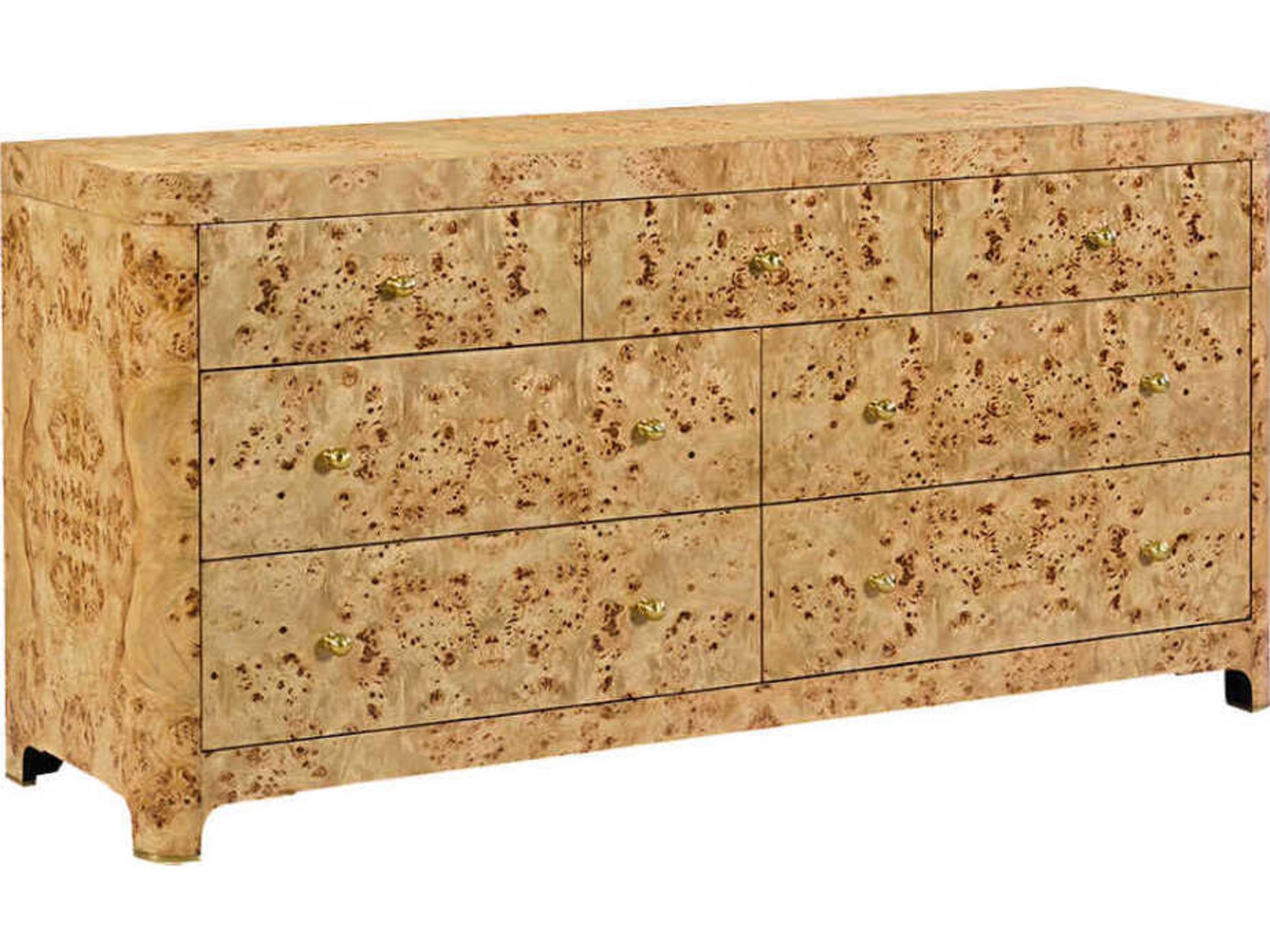 Roland 7-Drawers Burlwood Double Dresser