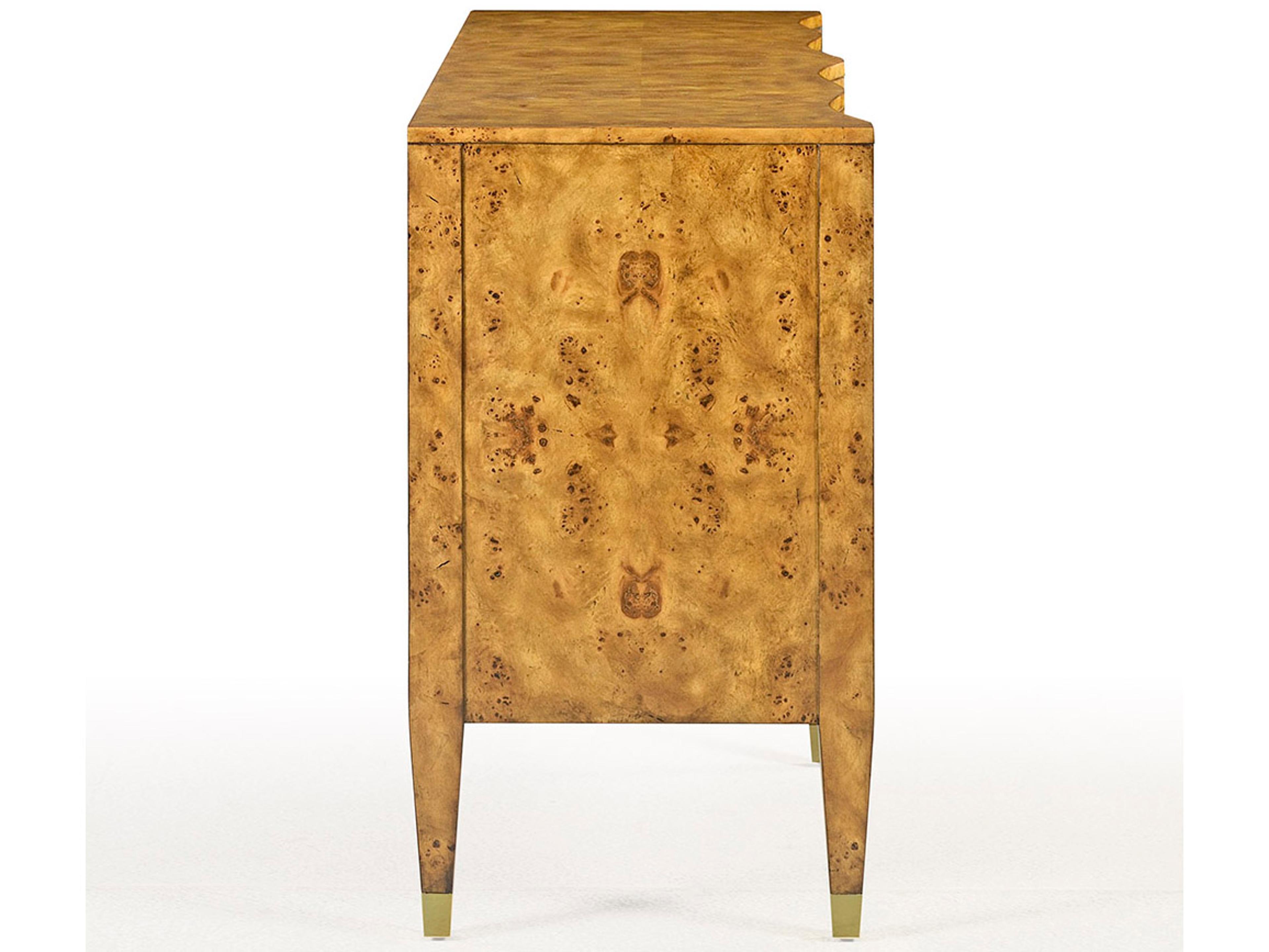 Oliver Home Serpentine 6-Drawers Brown Burlwood Double Dresser