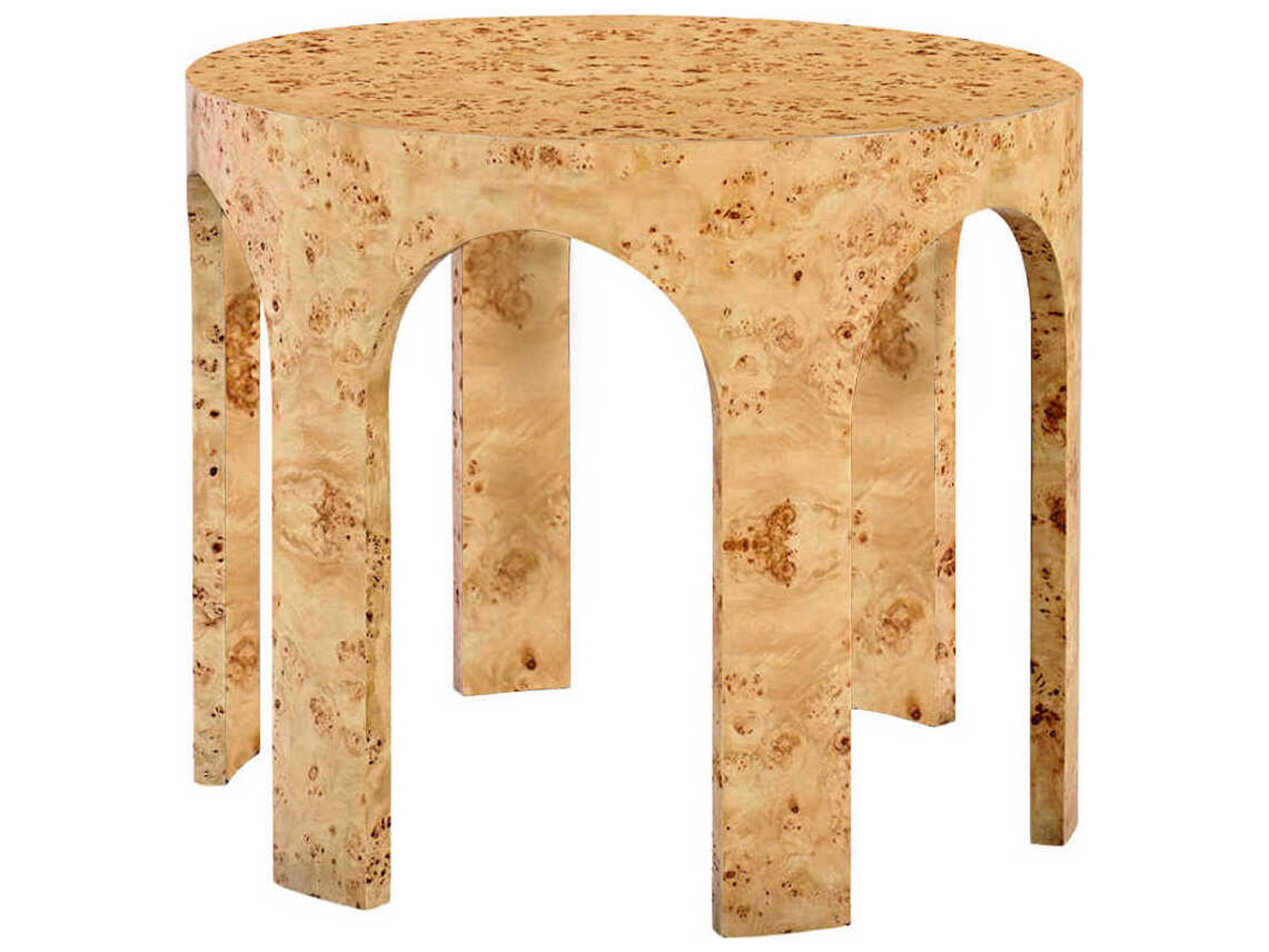 Center Round Wood Natural Burl End Table