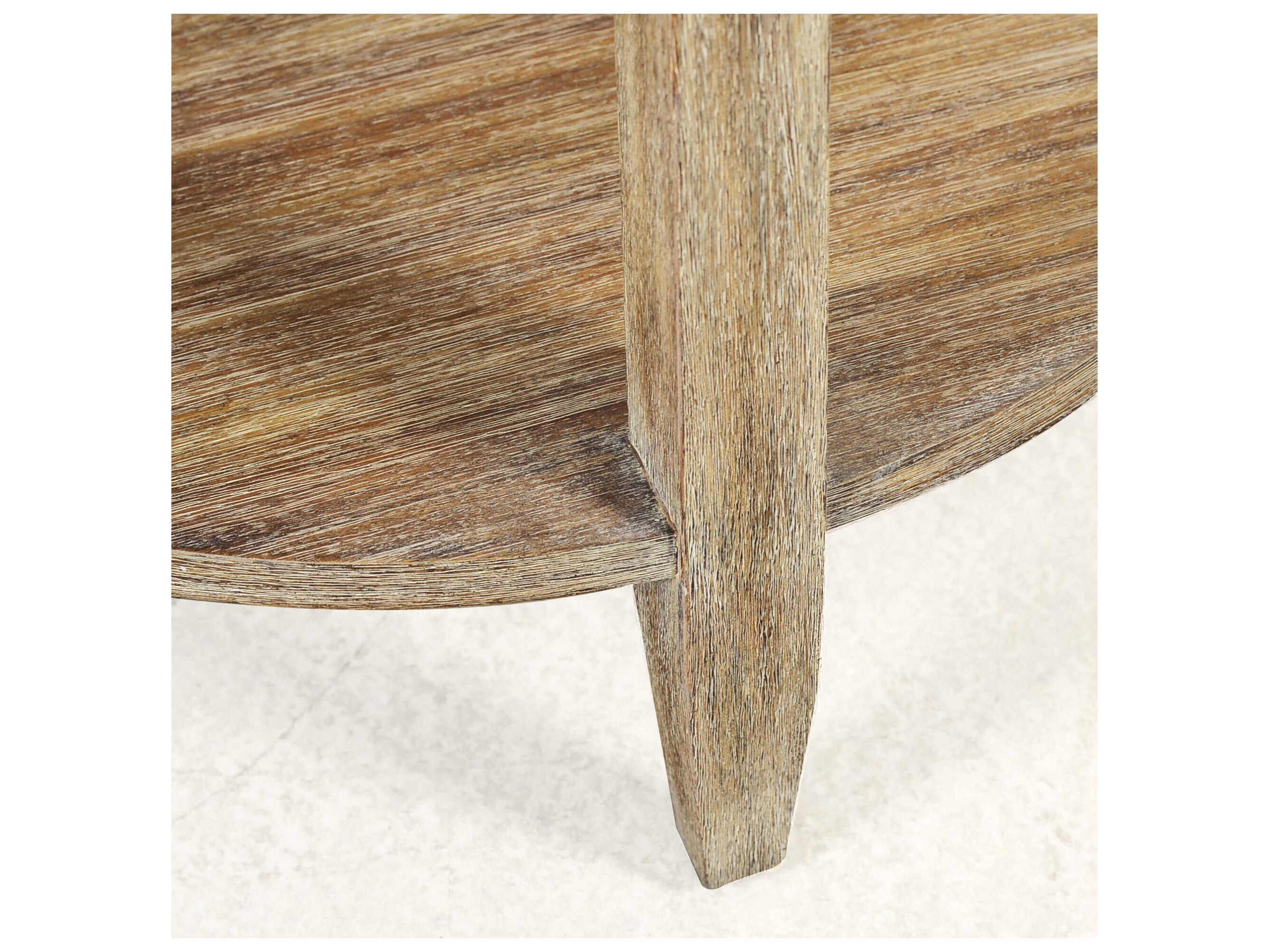 Oliver Home Antioch Round Wood Weathered End Table