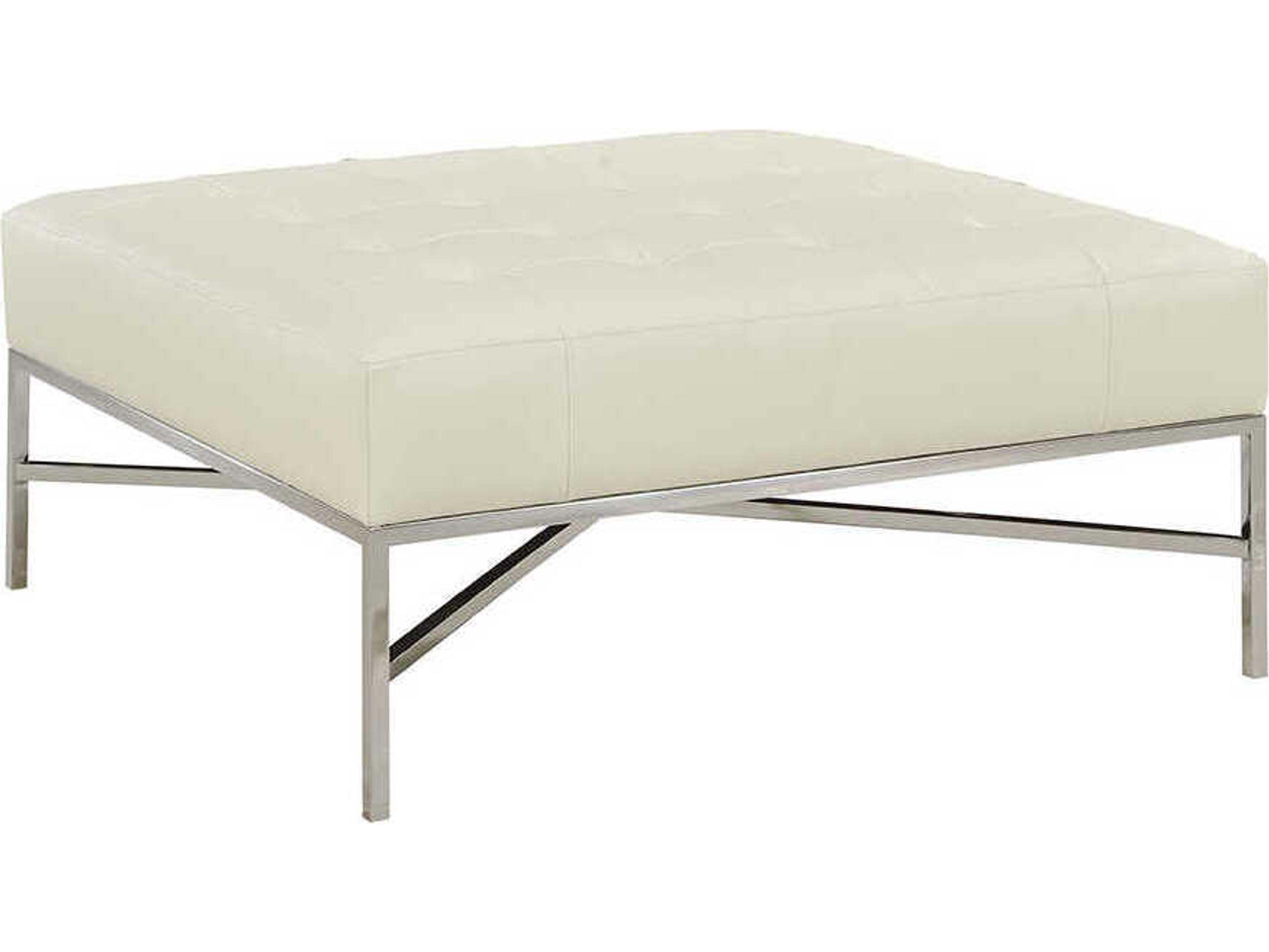 Oliver Home Sarasota White Leather Ottoman