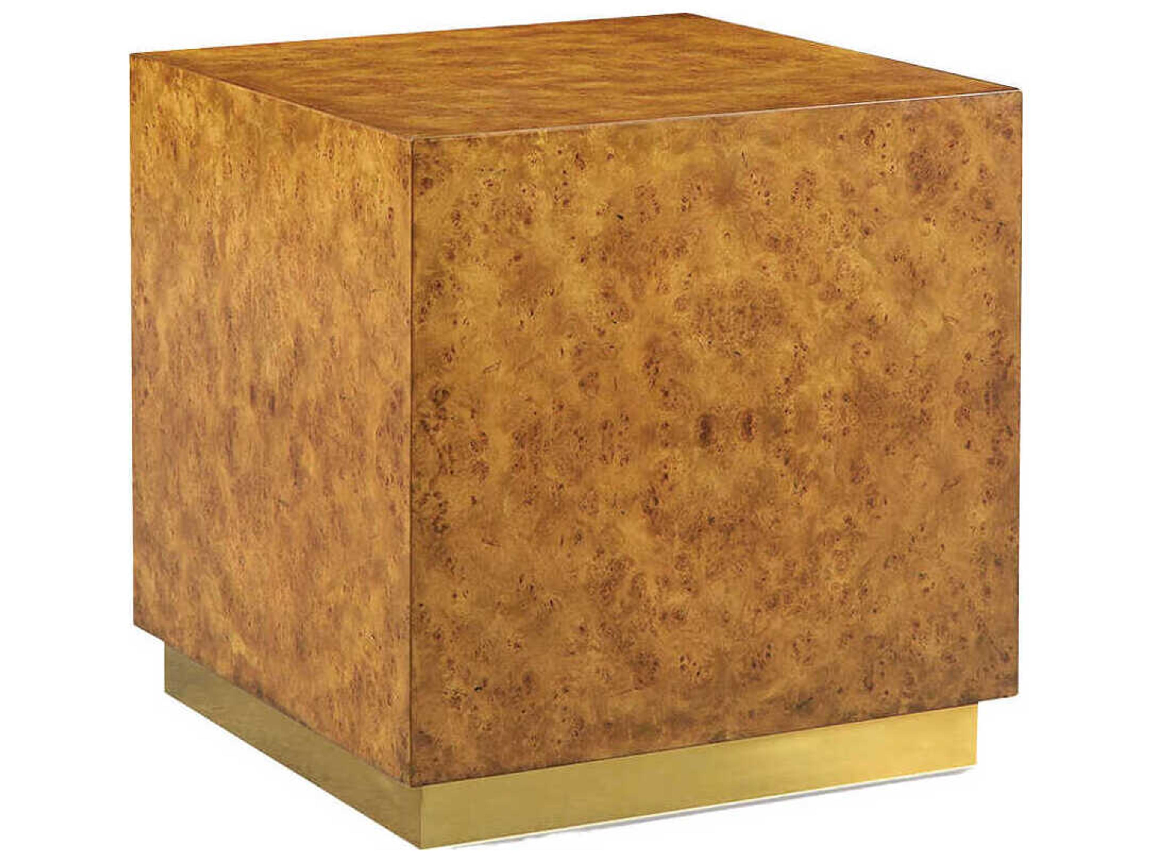 Oliver Home Cube Square Wood Rustic Burl End Table