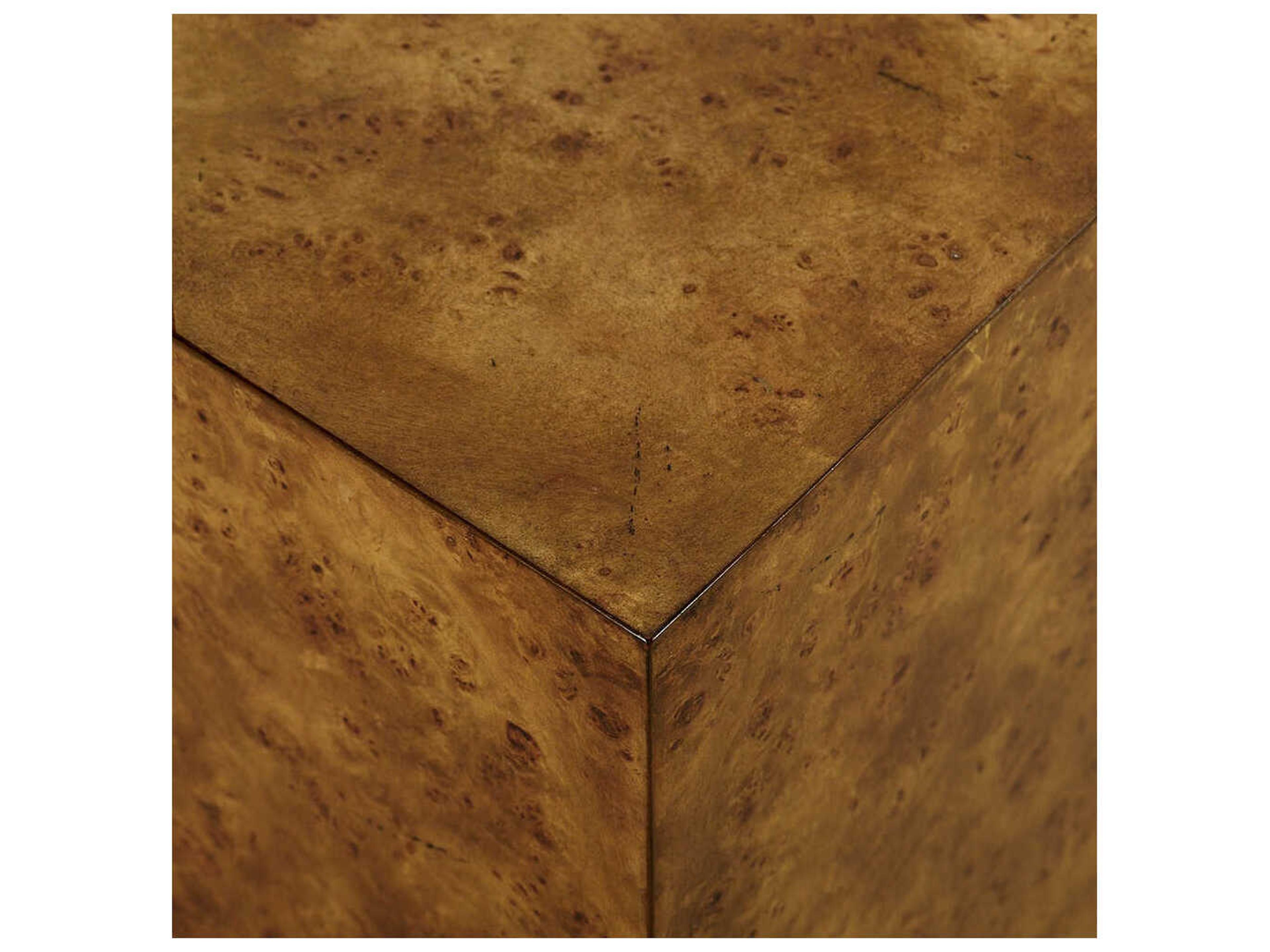 Oliver Home Cube Square Wood Rustic Burl End Table