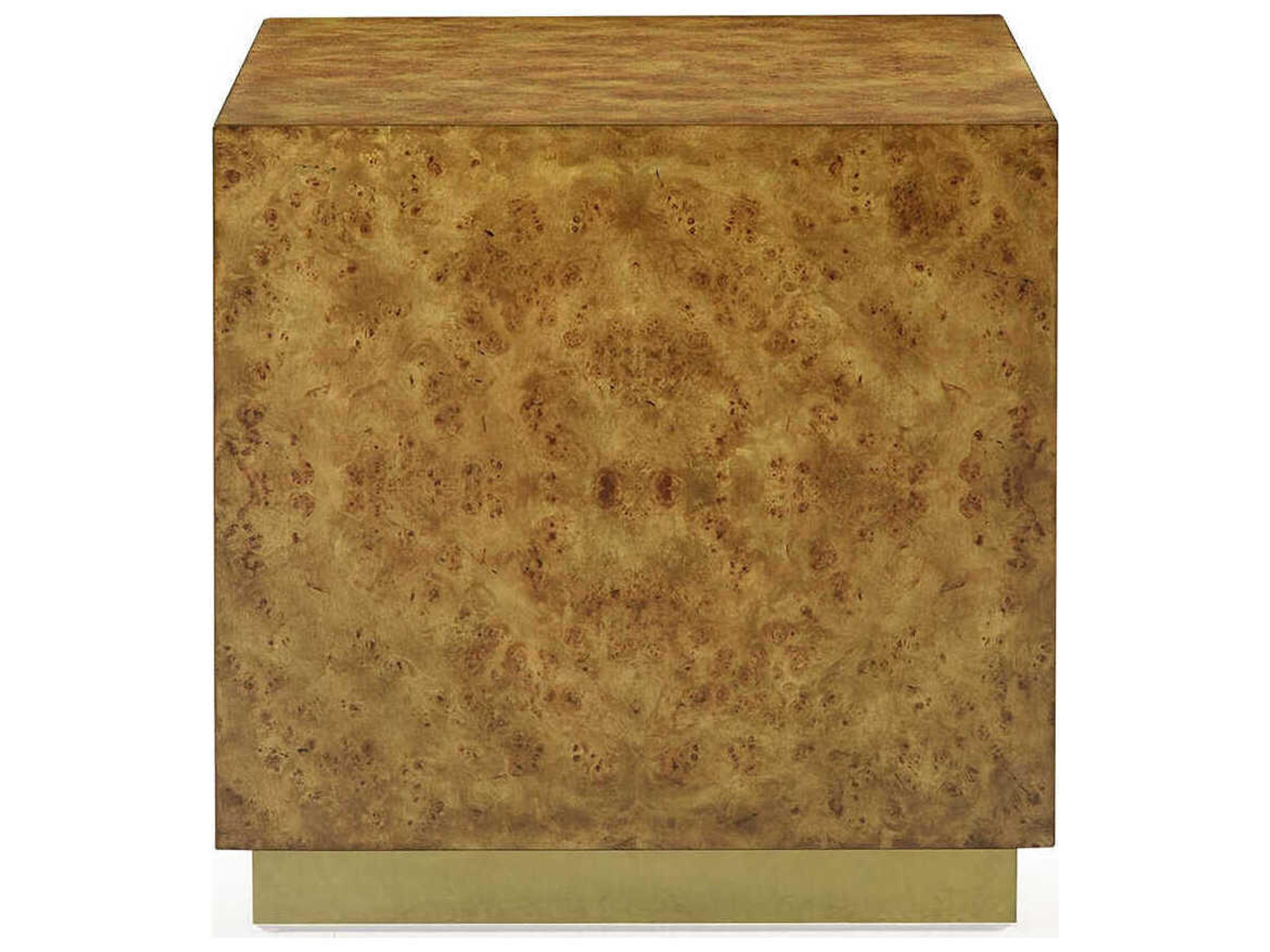 Oliver Home Cube Square Wood Rustic Burl End Table