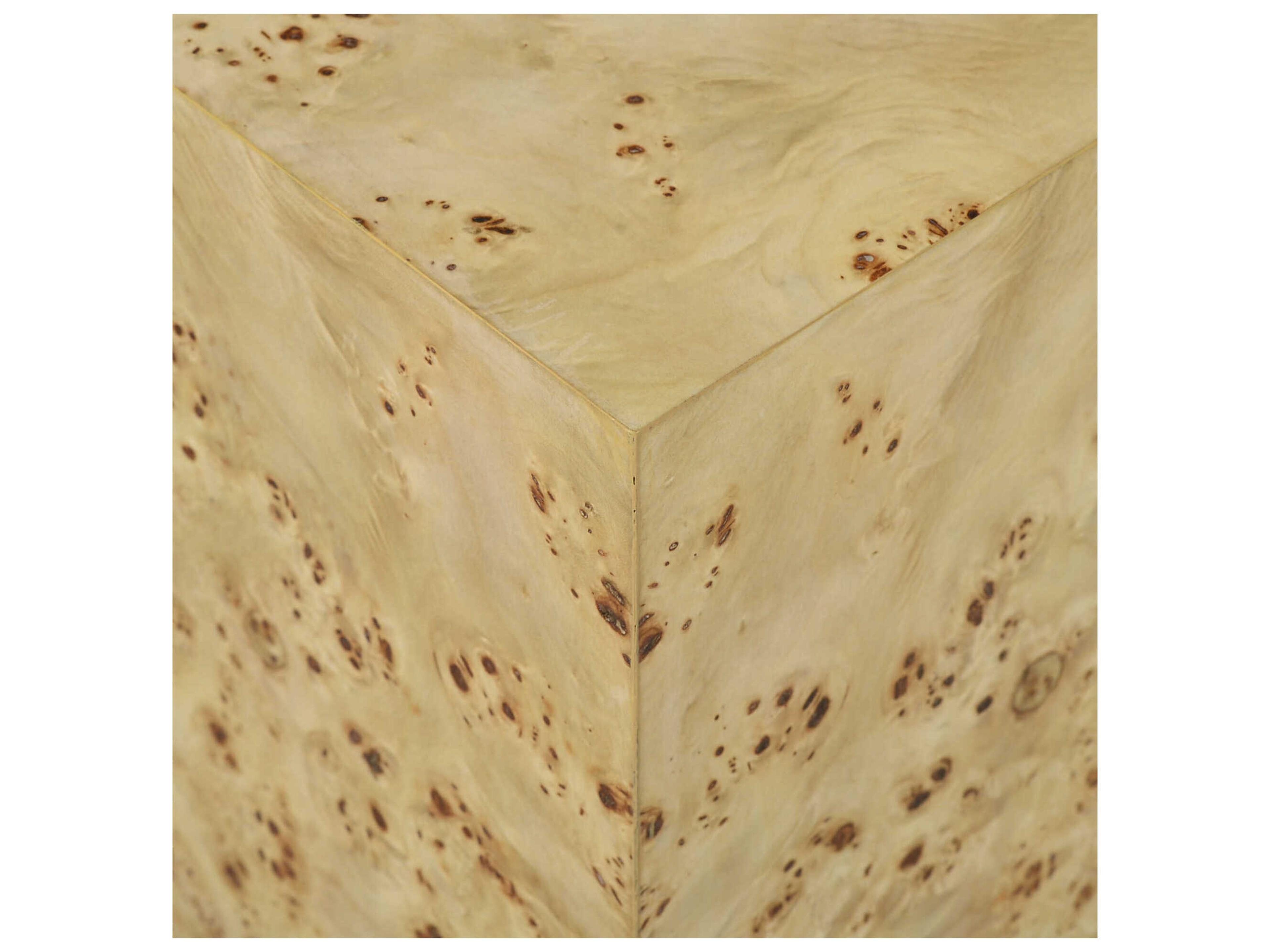Oliver Home Cube Square Wood Natural Burl End Table