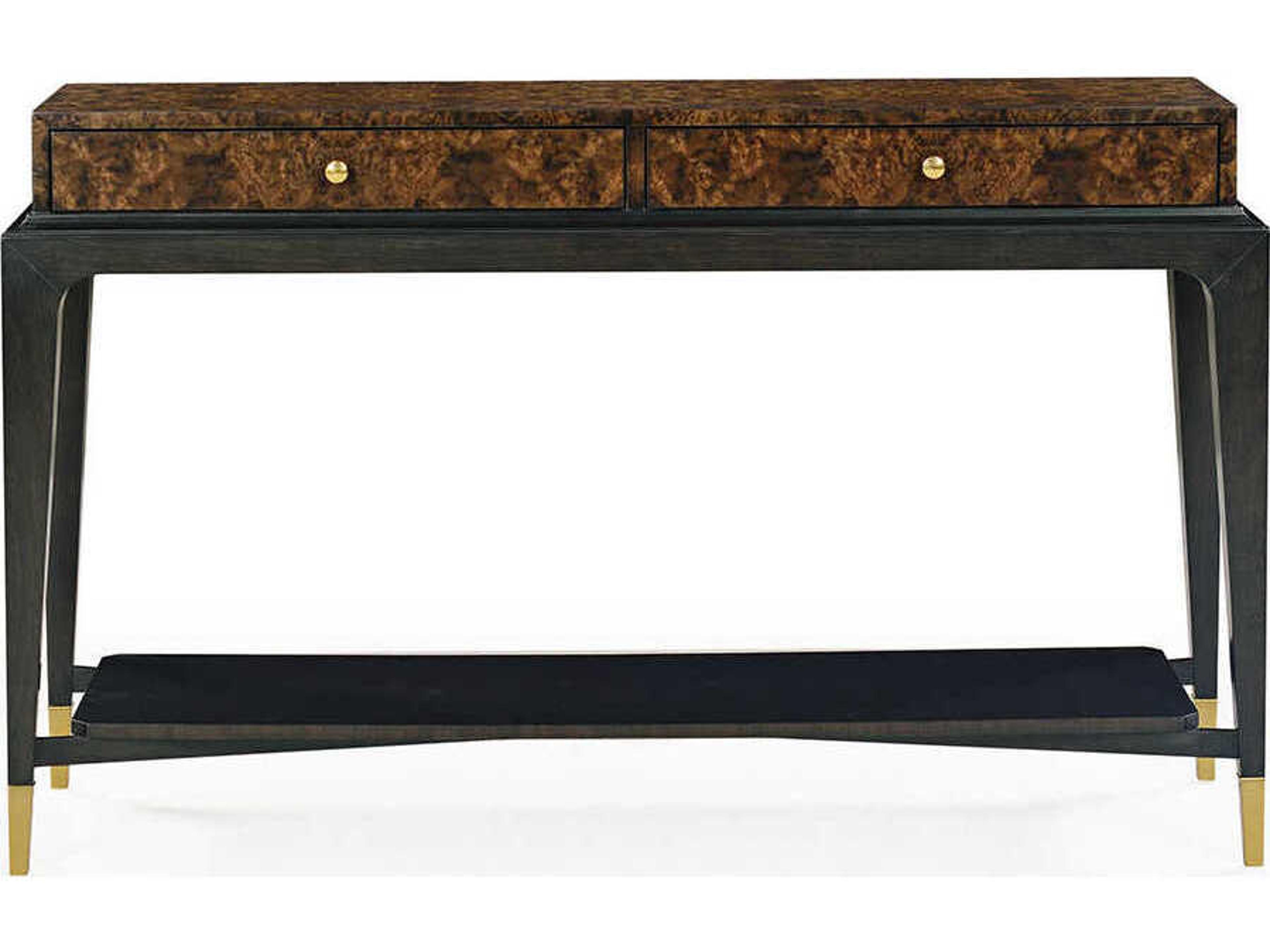 Oliver Home Lafayette Rectangular Wood Walnut Burl Console Table