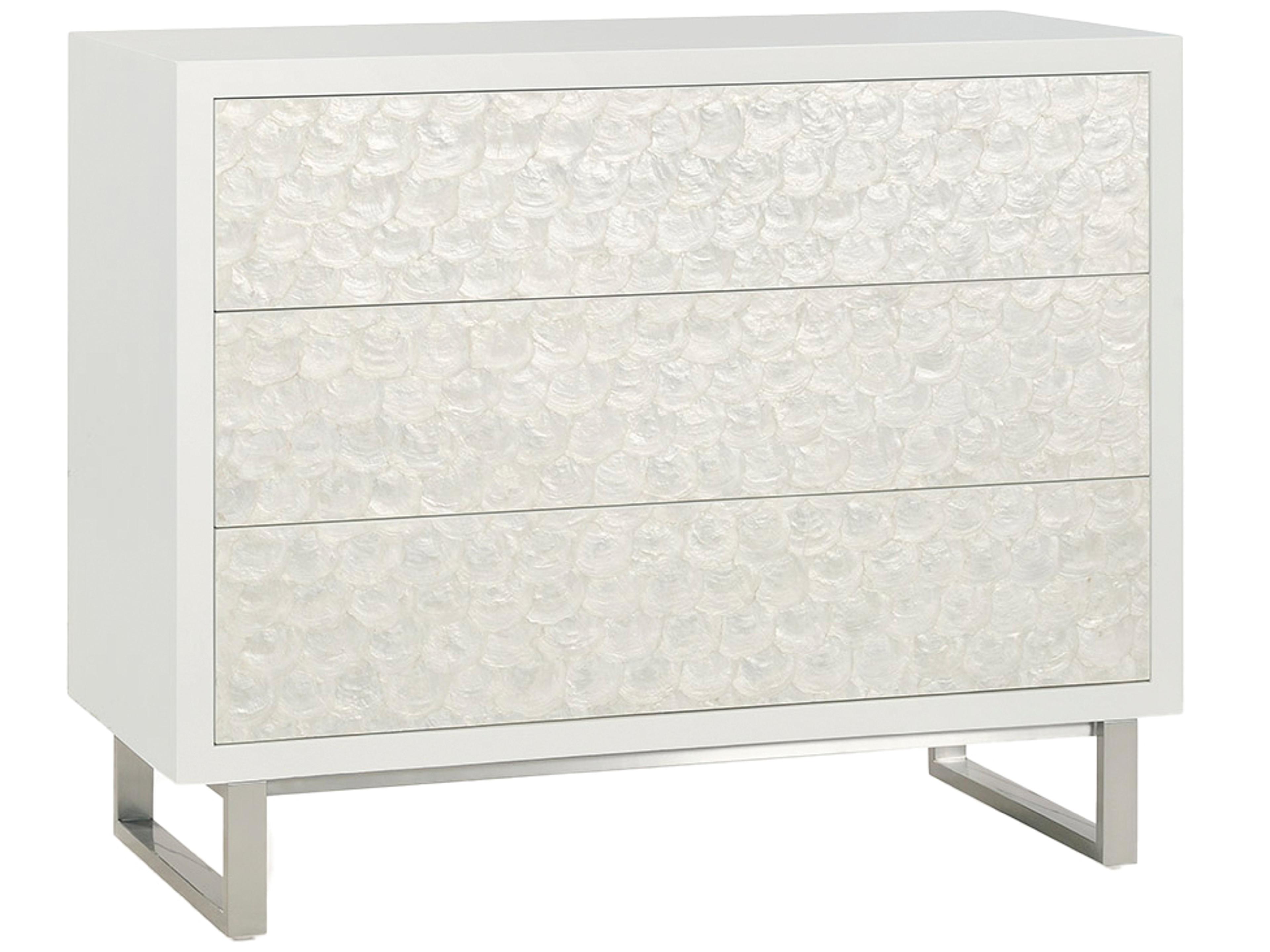 Capiz Ghost White Acacia Wood Accent Chest