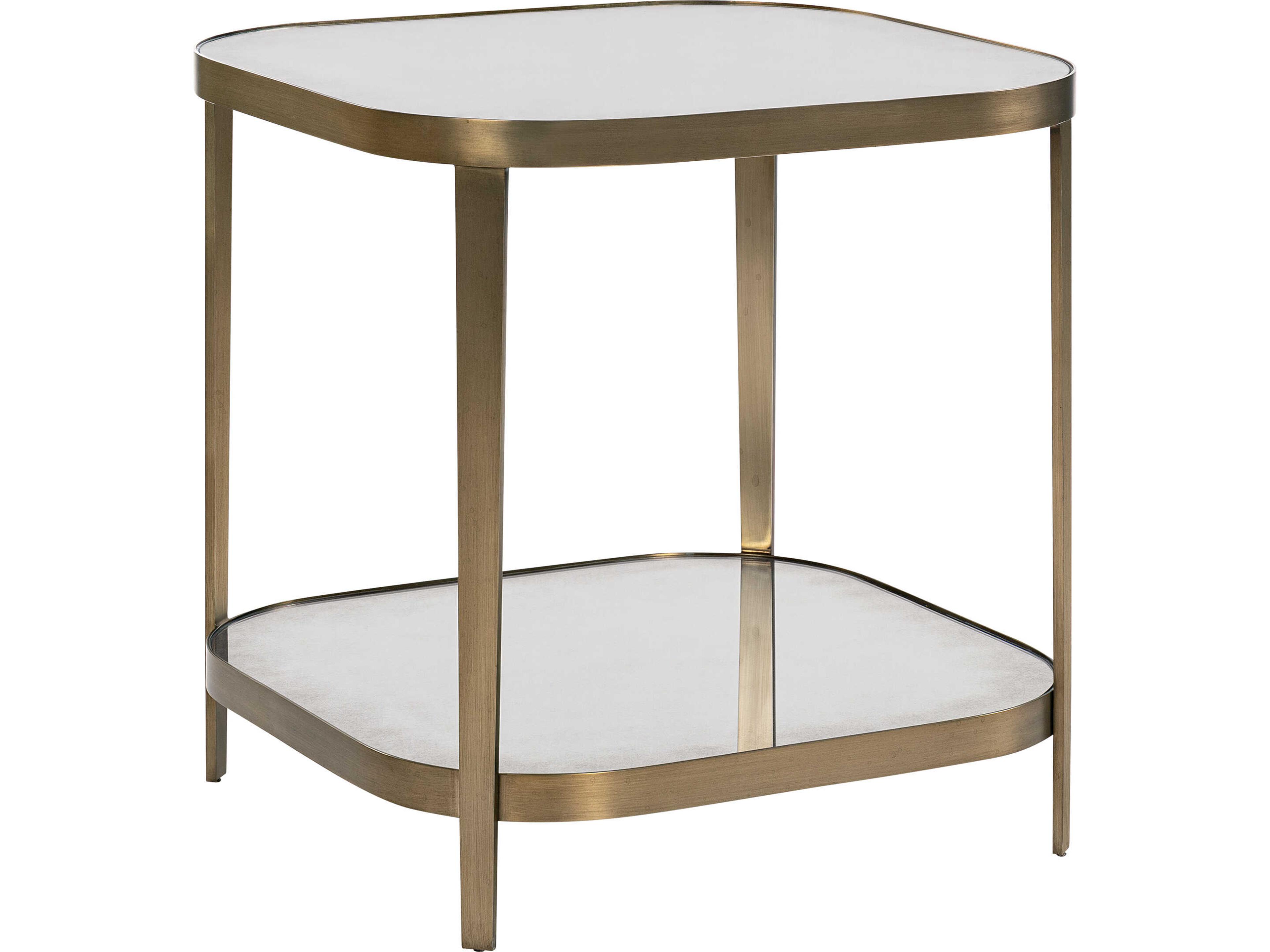 Orlando Square Glass Antique Brass End Table