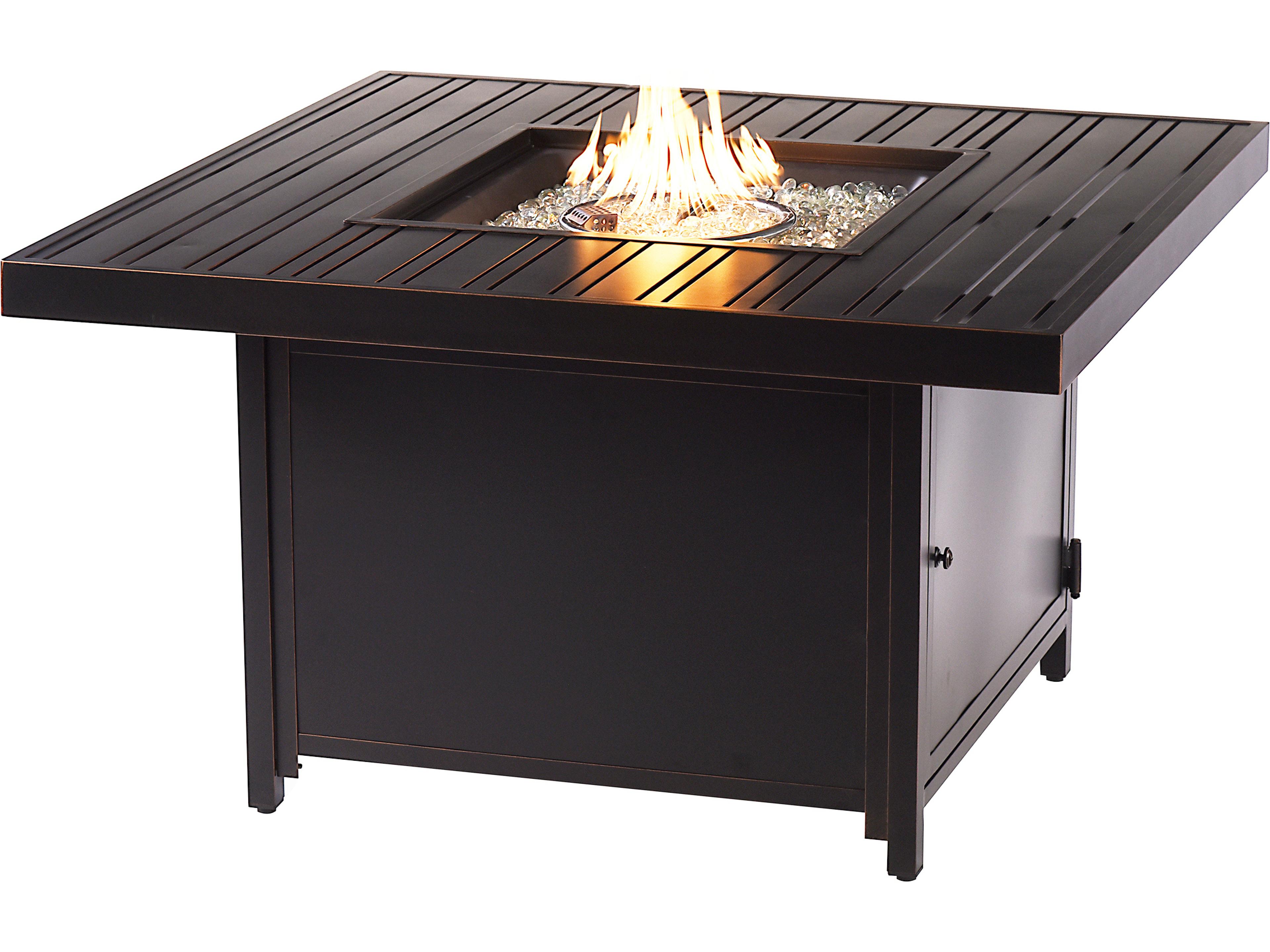 Square Aluminum Propane Outdoor Fire Pit Table with Glass Beads