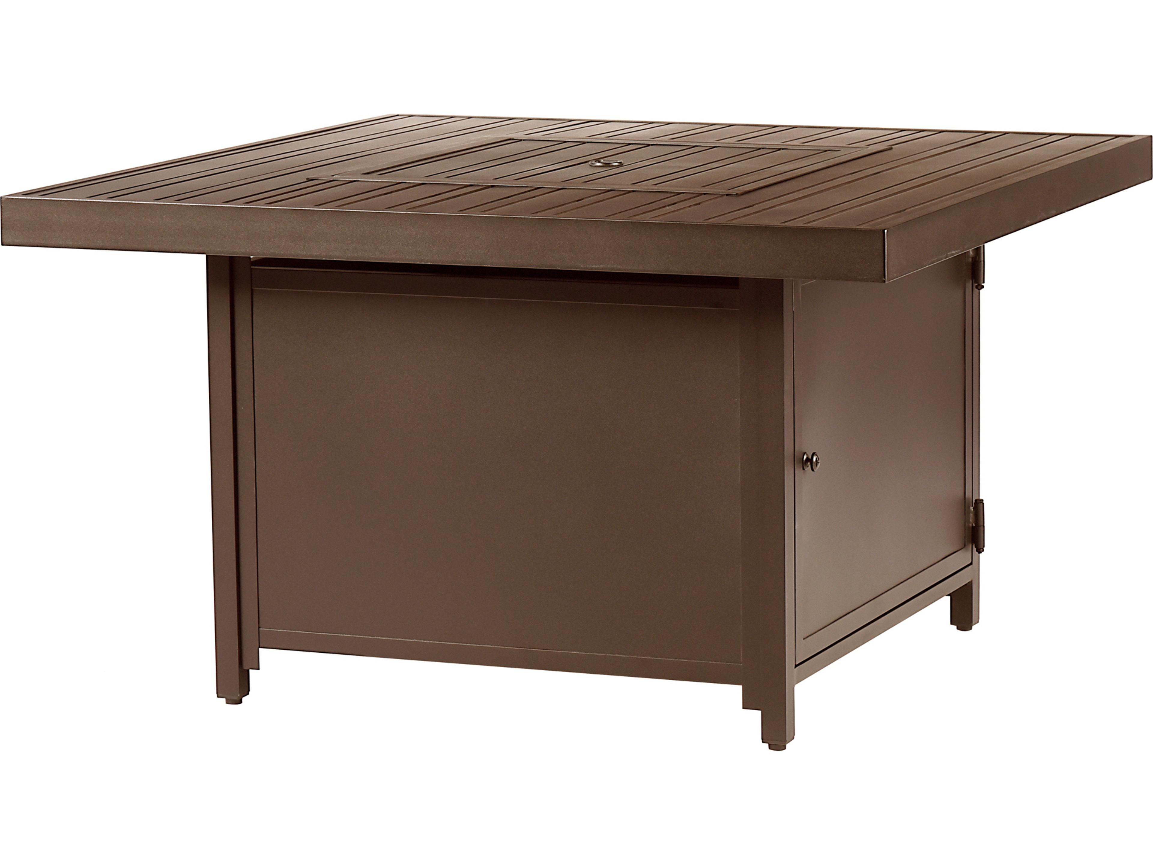 Oakland Living Square Aluminum Propane Outdoor Patio Fire Pit Table with Glass Beads