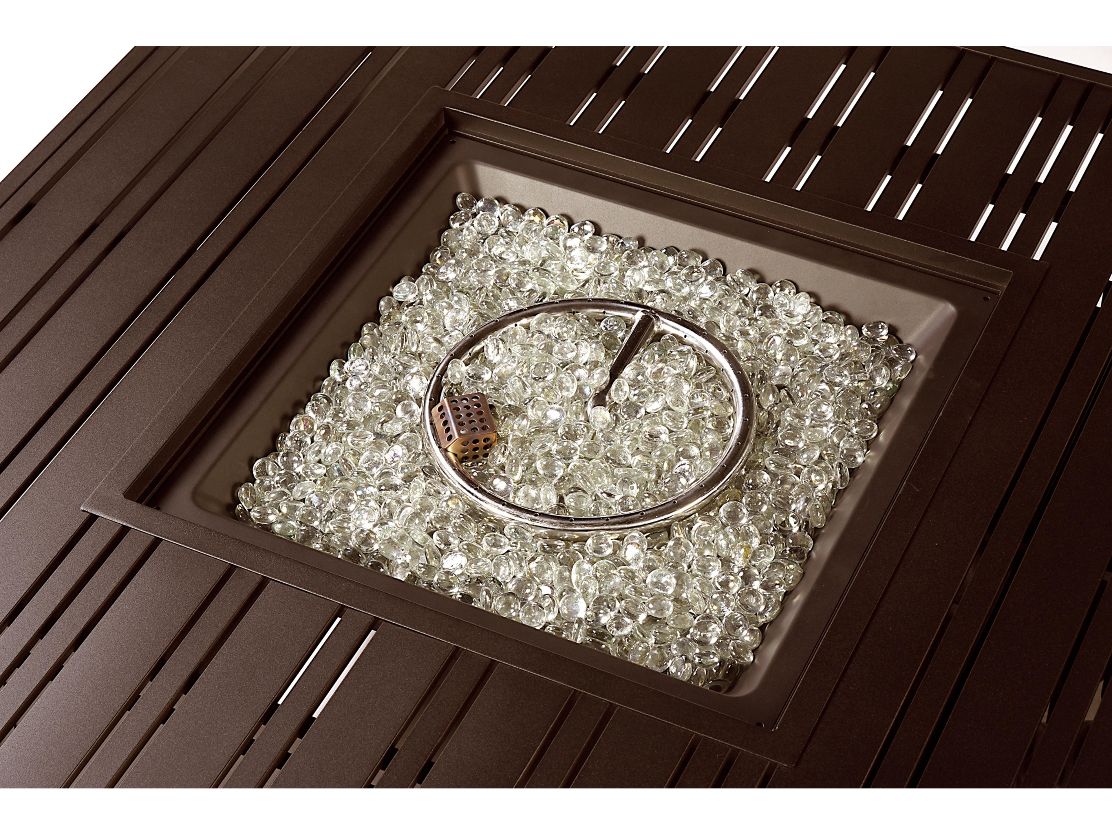 Oakland Living Square Aluminum Propane Outdoor Patio Fire Pit Table with Glass Beads
