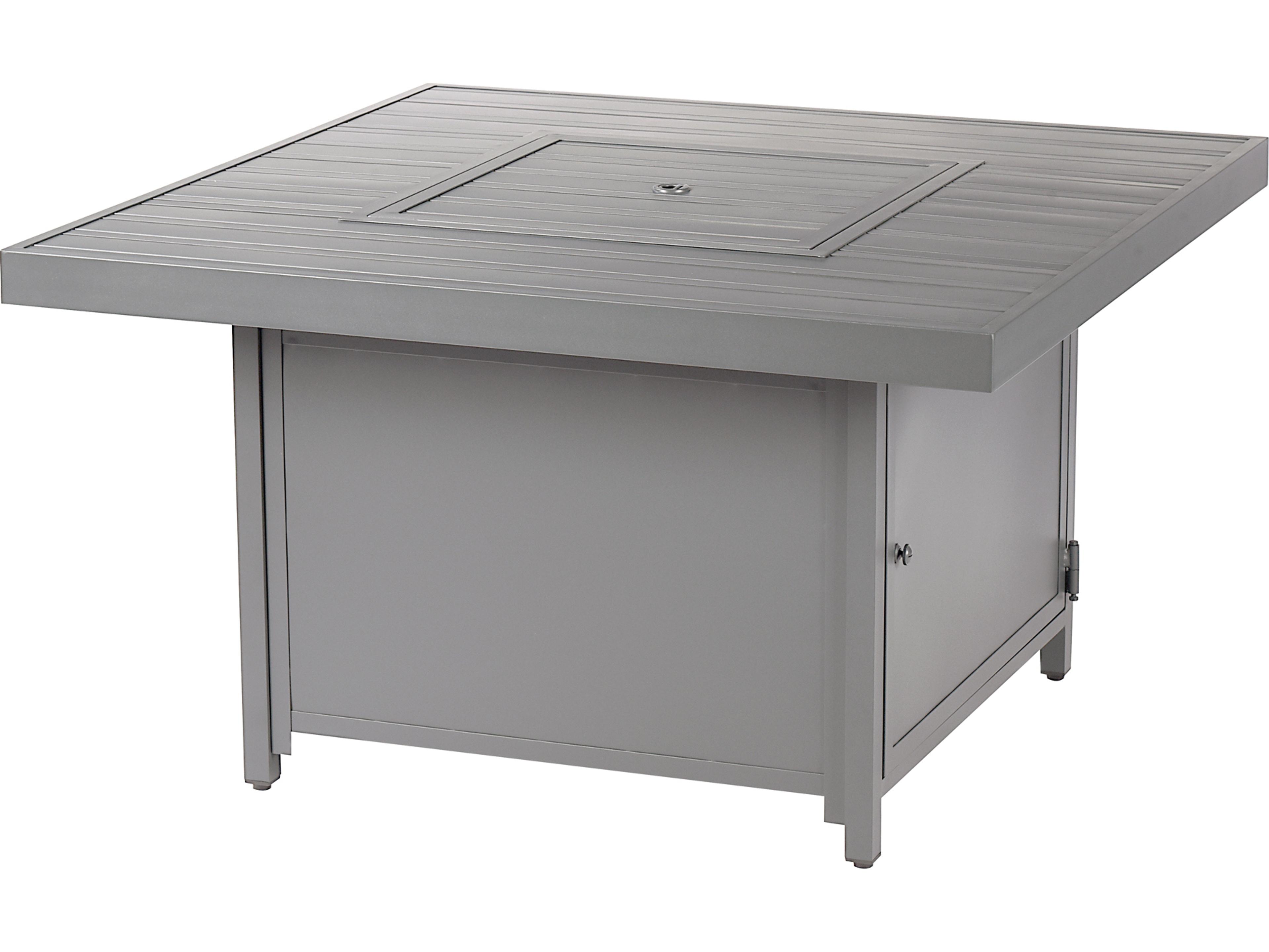 Oakland Living Square Aluminum Propane Patio Fire Pit Table with Glass Beads