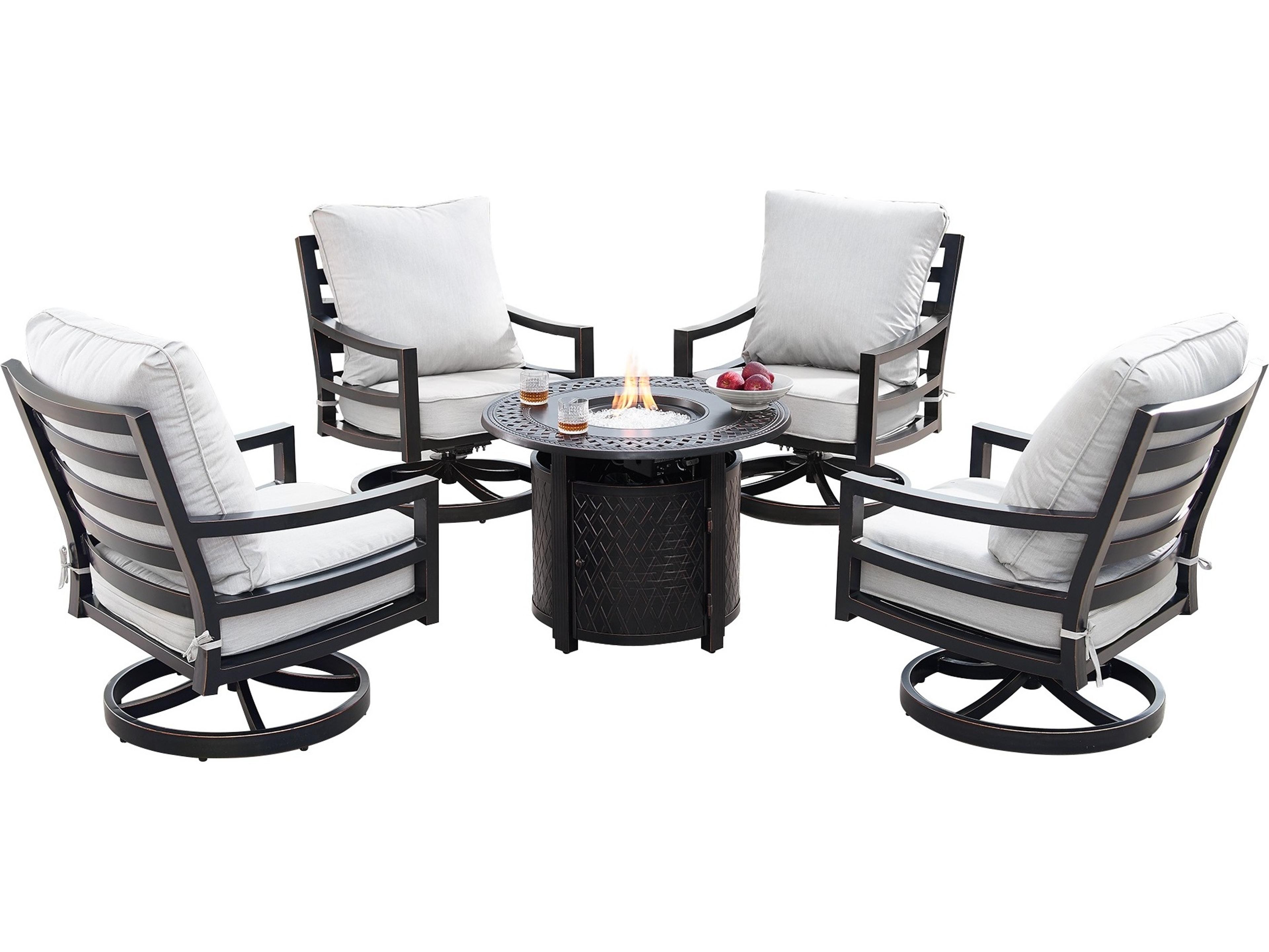 Aluminum 34'' Round Fire Pit Table Set