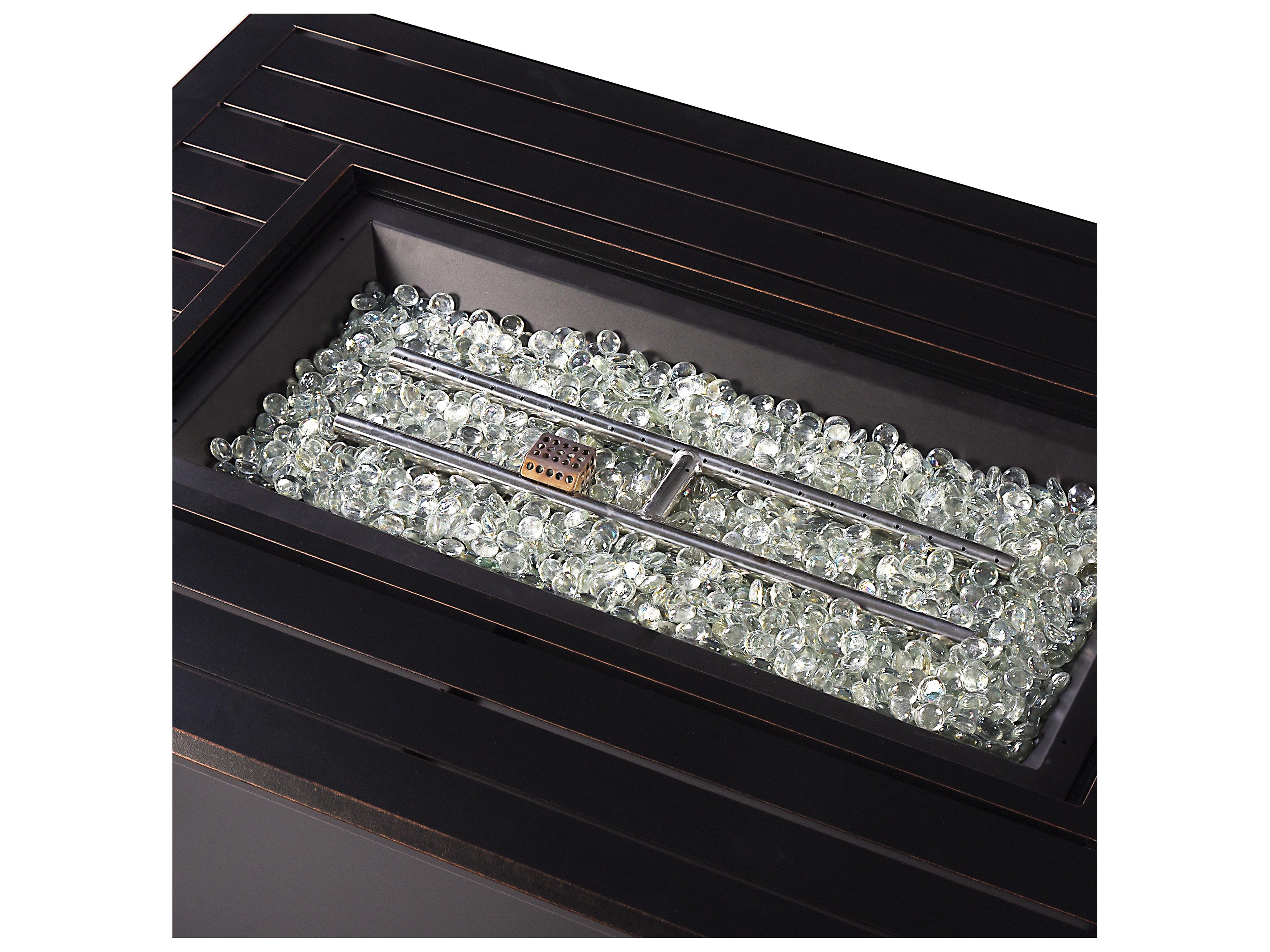 Oakland Living Rectangular Aluminum Propane Outdoor Patio Fire Pit Table