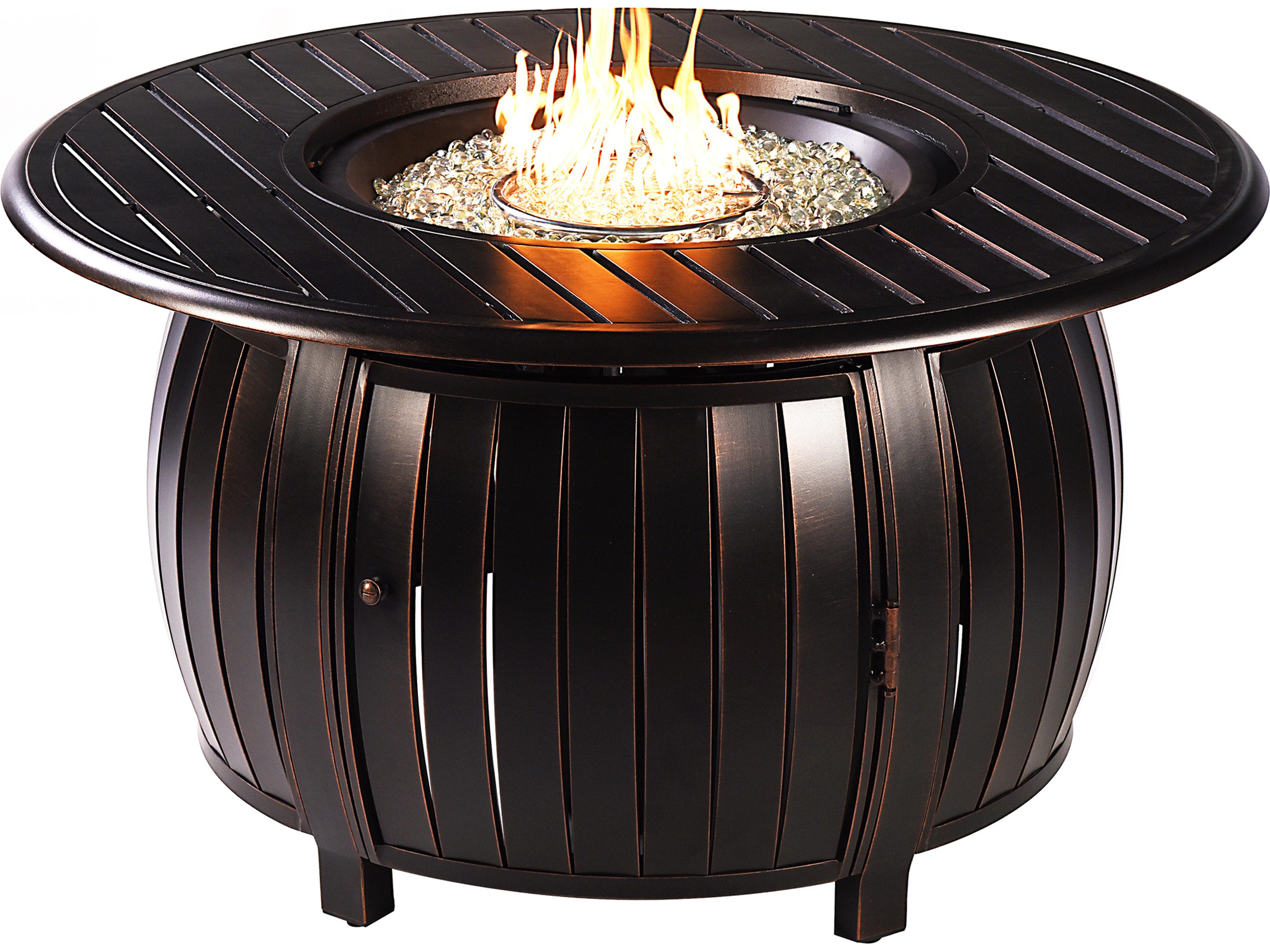 Aluminum Round Propane Patio Fire Pit Table with Fire Beads