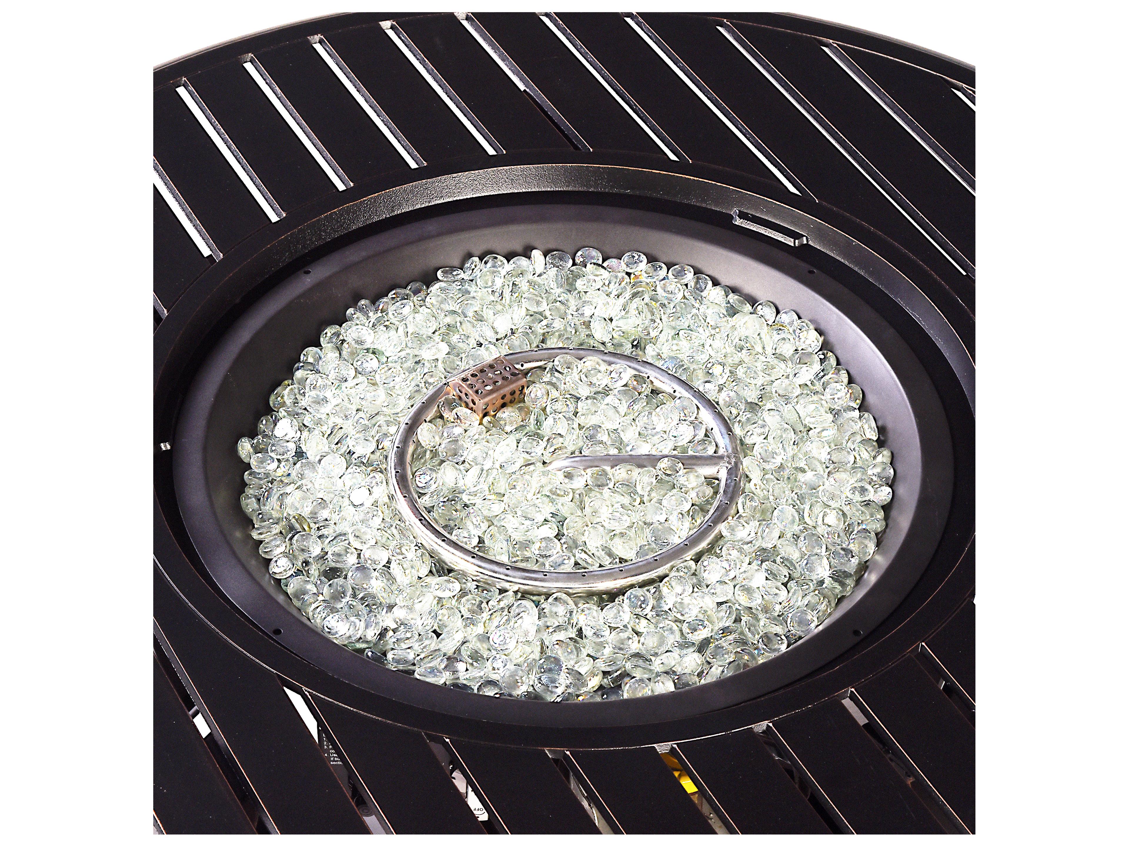 Oakland Living Aluminum Round Propane Patio Fire Pit Table with Fire Beads