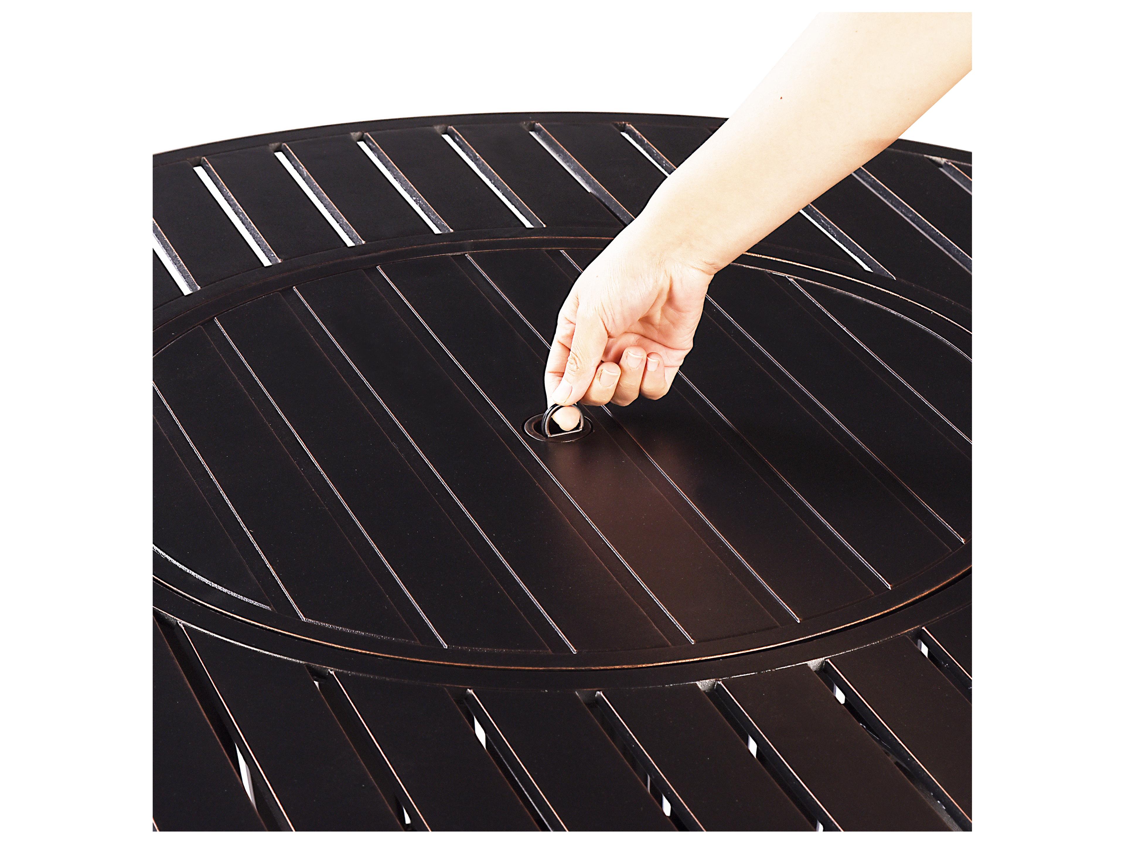 Oakland Living Aluminum Round Propane Patio Fire Pit Table with Fire Beads