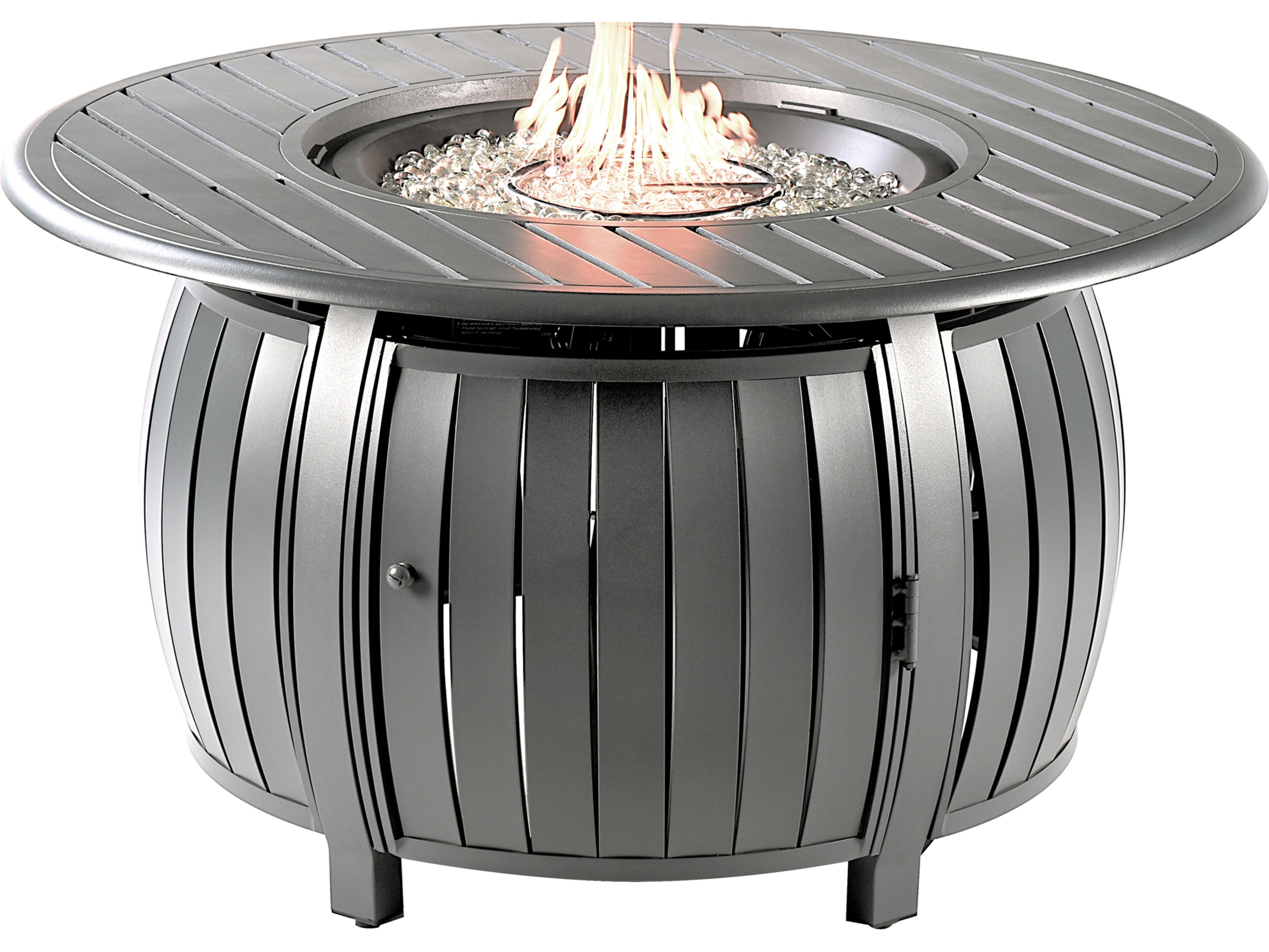 Round Aluminum Propane Outdoor Patio Fire Pit Table with Glass Beads