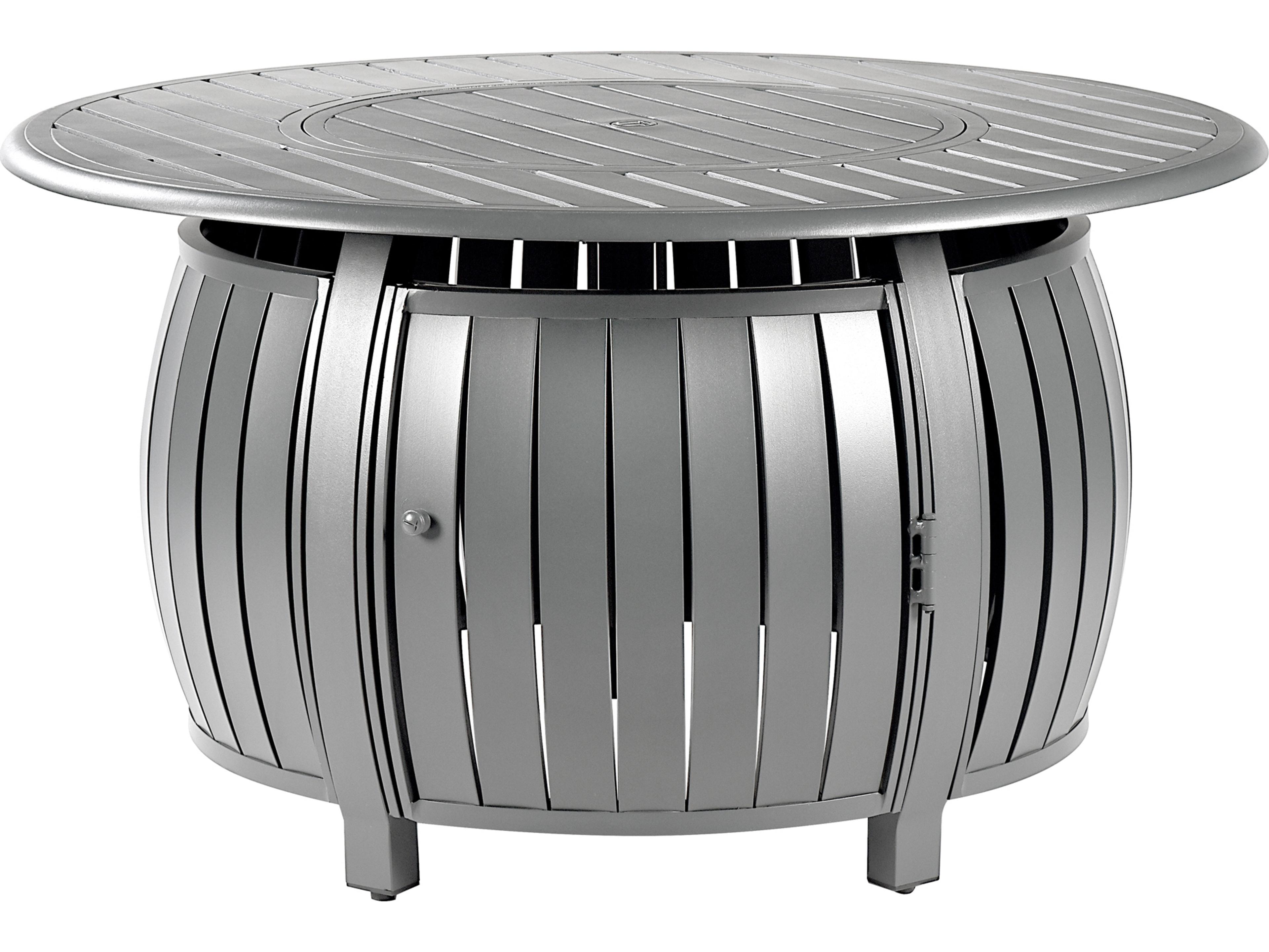 Oakland Living Round Aluminum Propane Outdoor Patio Fire Pit Table with Glass Beads