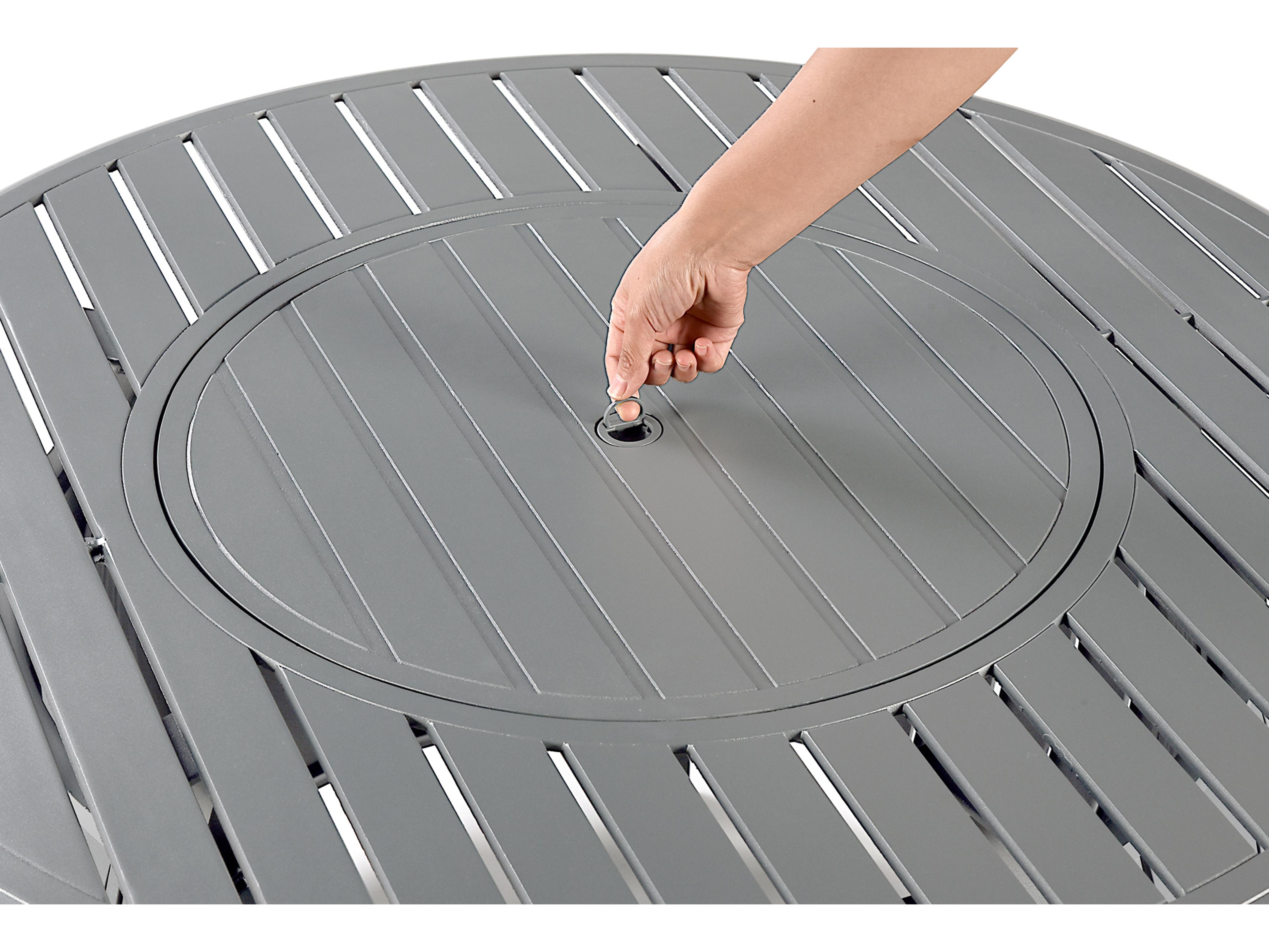 Oakland Living Round Aluminum Propane Outdoor Patio Fire Pit Table with Glass Beads