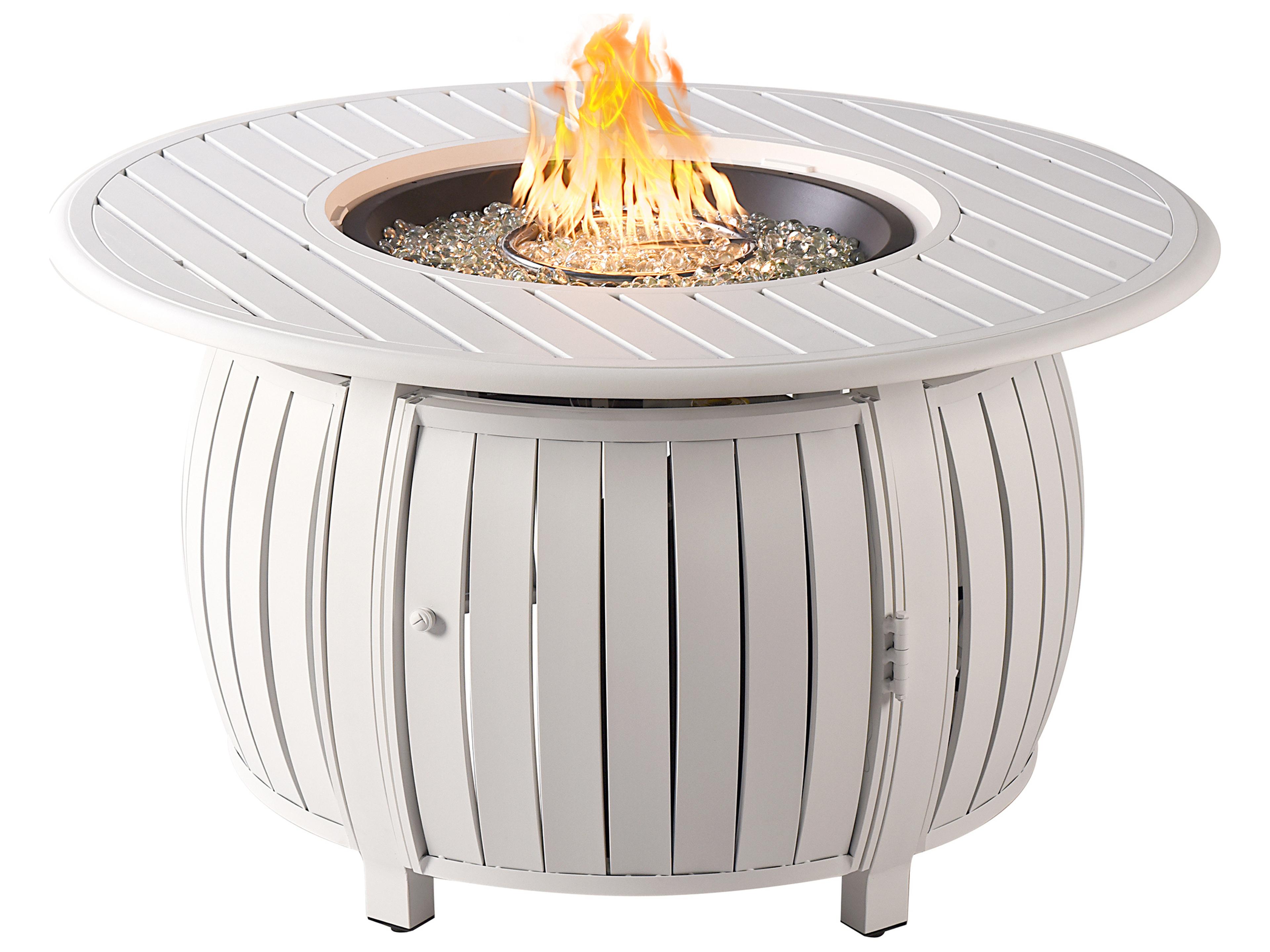 Round Aluminum Propane Patio Fire Pit Table with Glass Beads