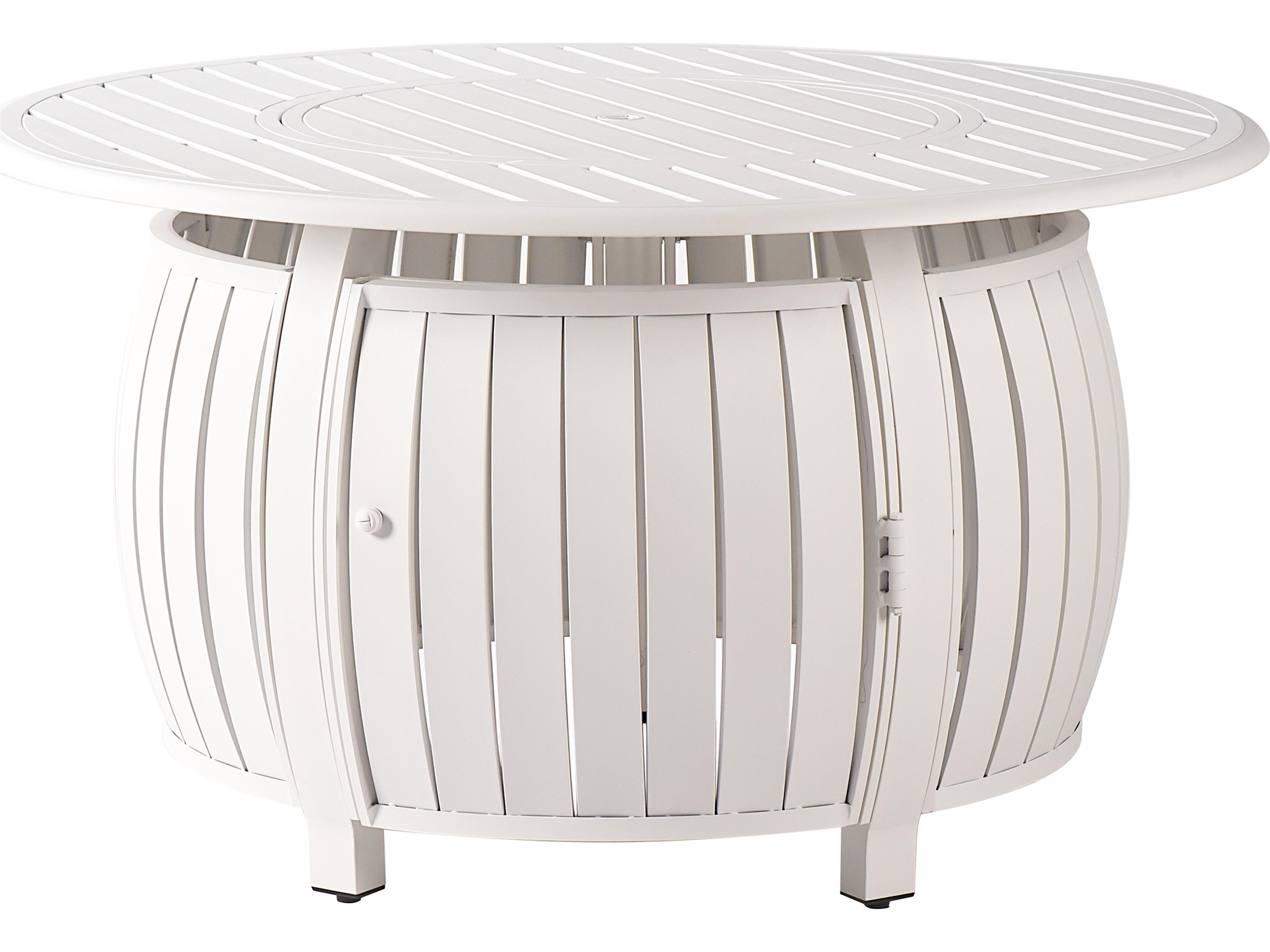 Oakland Living Round Aluminum Propane Patio Fire Pit Table with Glass Beads