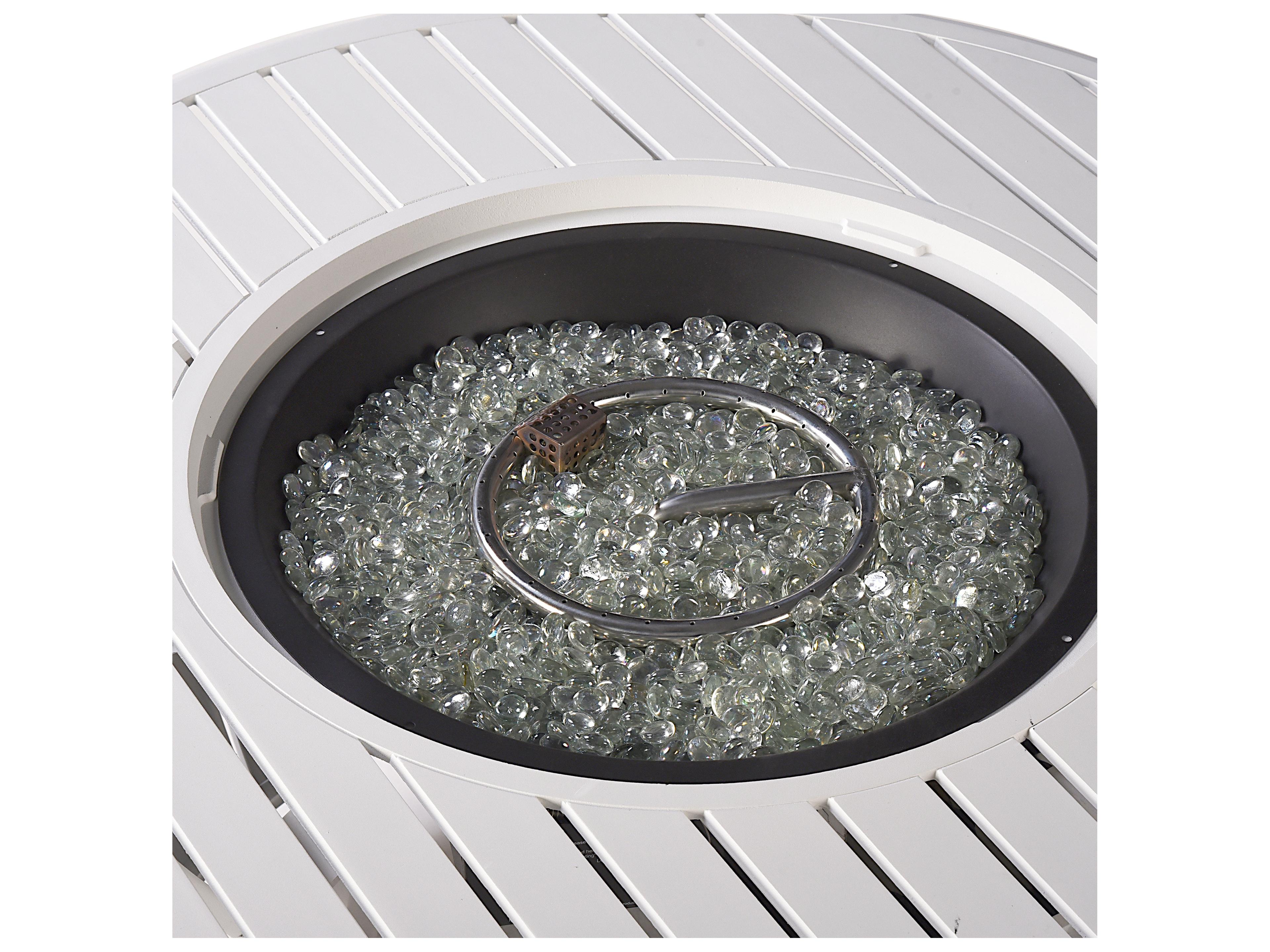 Oakland Living Round Aluminum Propane Patio Fire Pit Table with Glass Beads