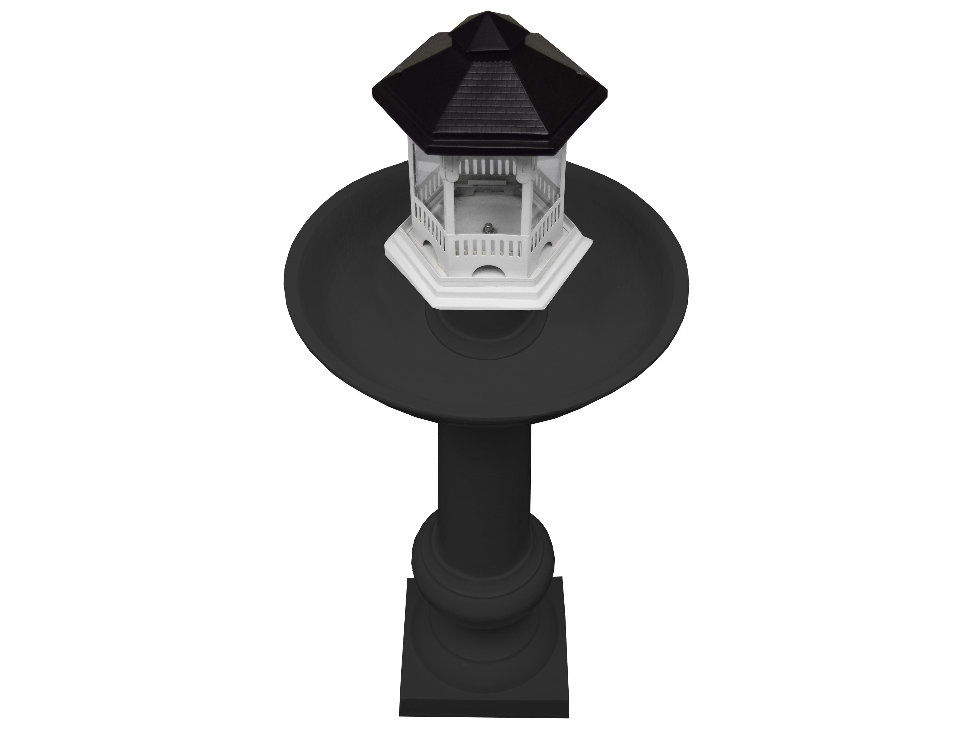 Oakland Living Modern Round Cast Aluminum 40'' Black Bird Bath and Bird Feeder Combo