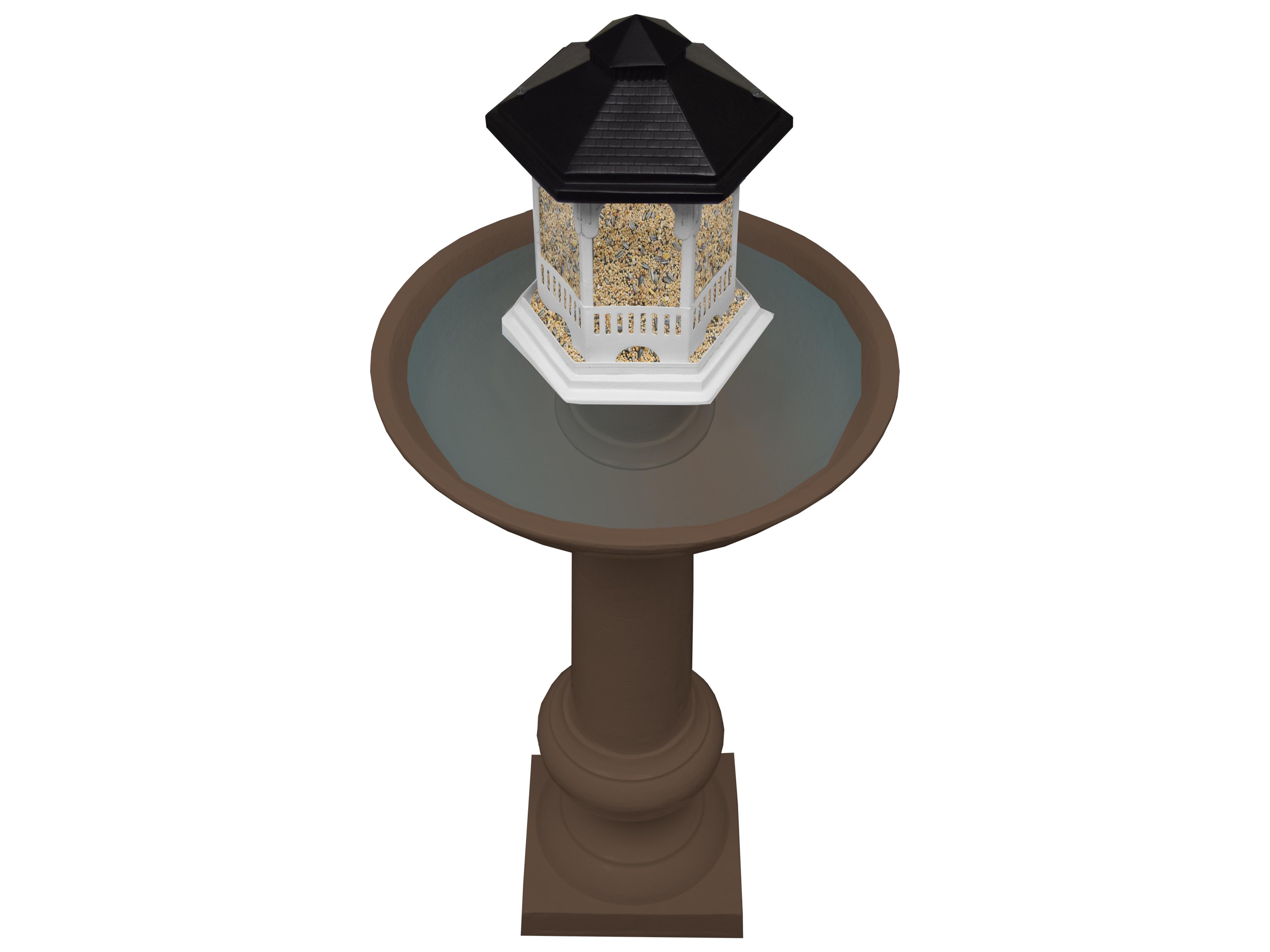 Oakland Living Modern Round Cast Aluminum 40'' Brown Bird Bath and Bird Feeder Combo